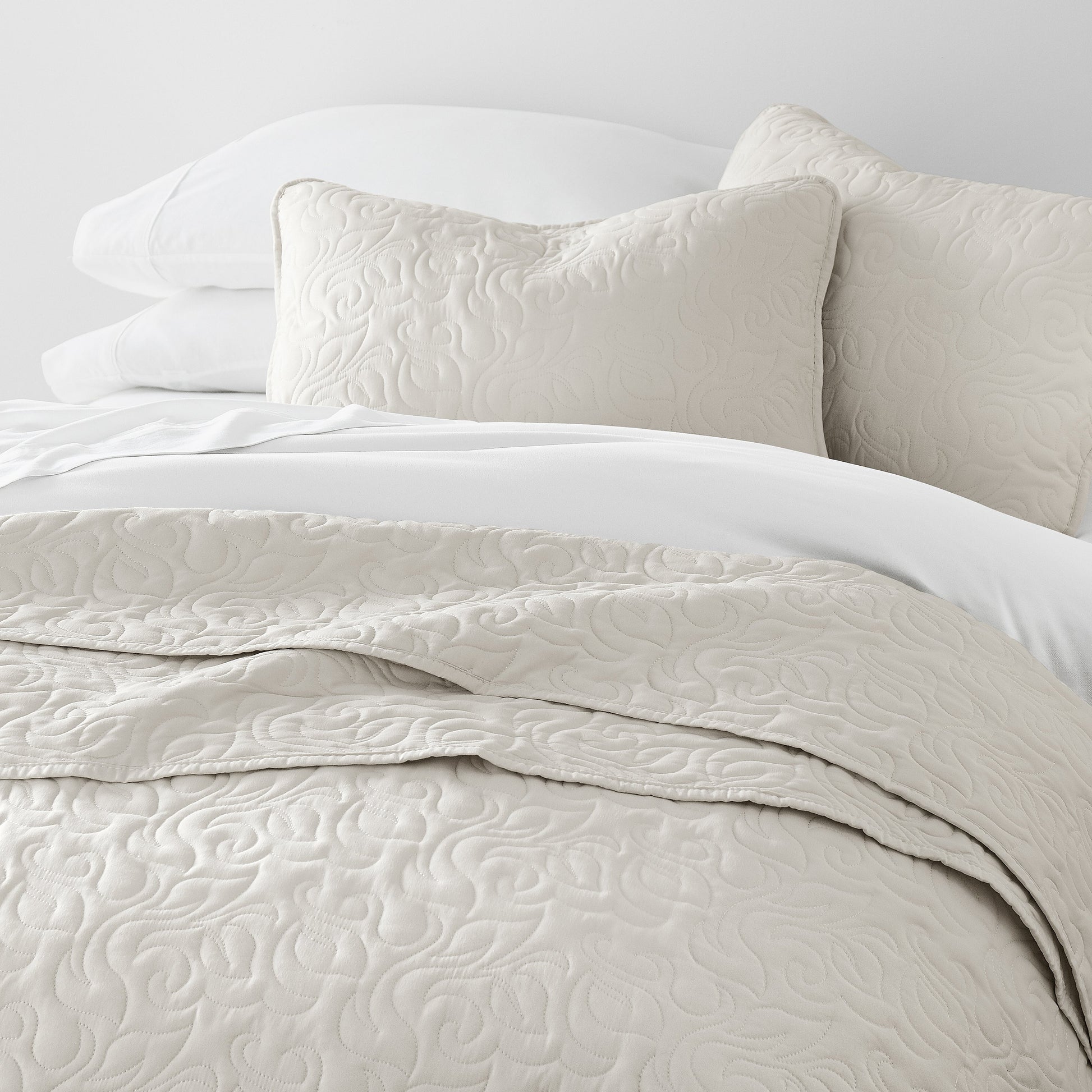 Lightweight Floral Stitch Quilted Coverlet Set