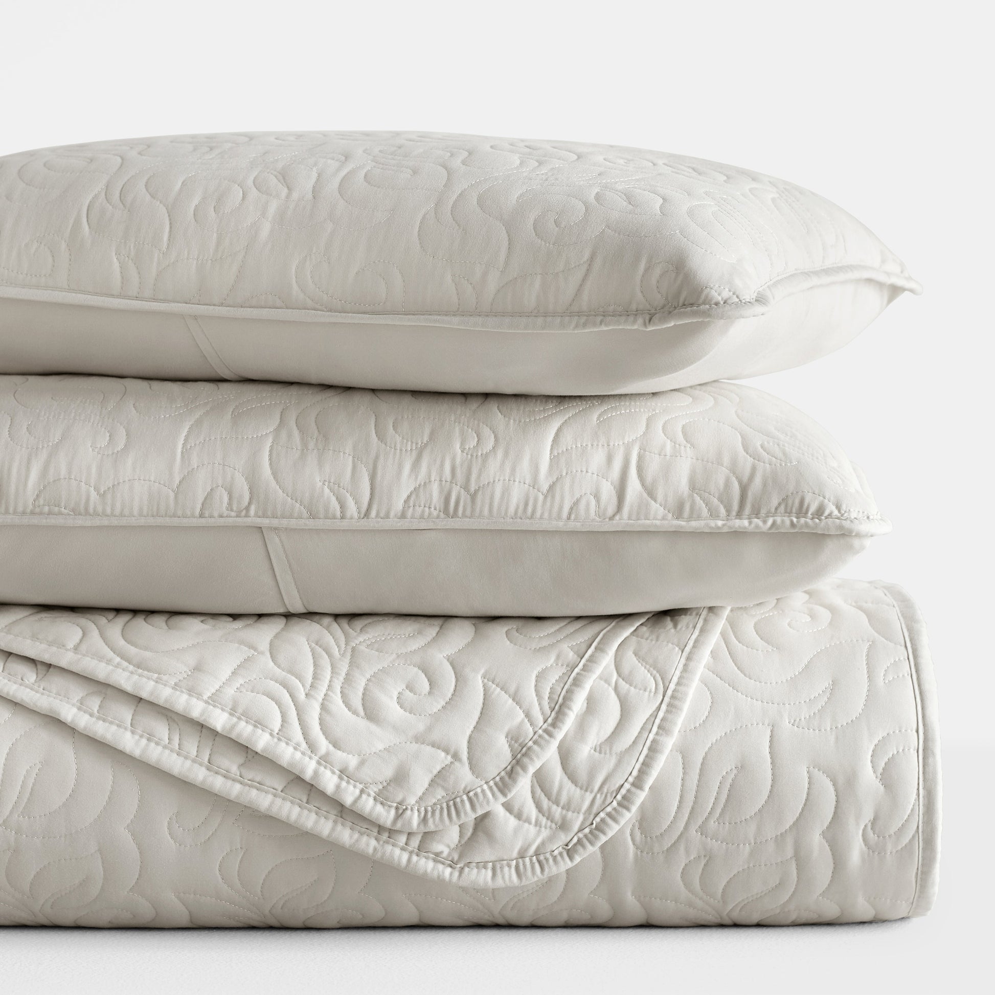 Lightweight Floral Stitch Quilted Coverlet Set