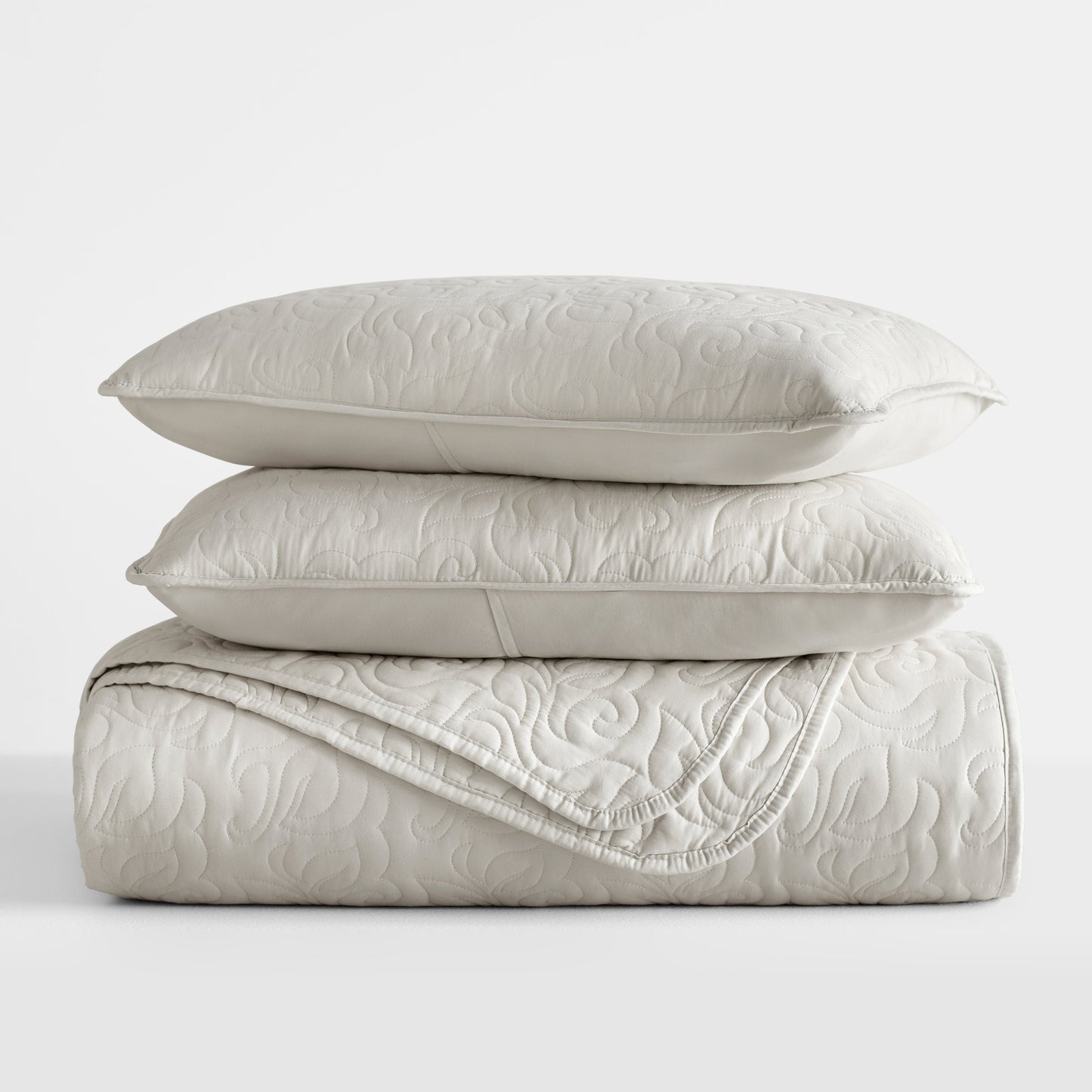 Lightweight Floral Stitch Quilted Coverlet Set