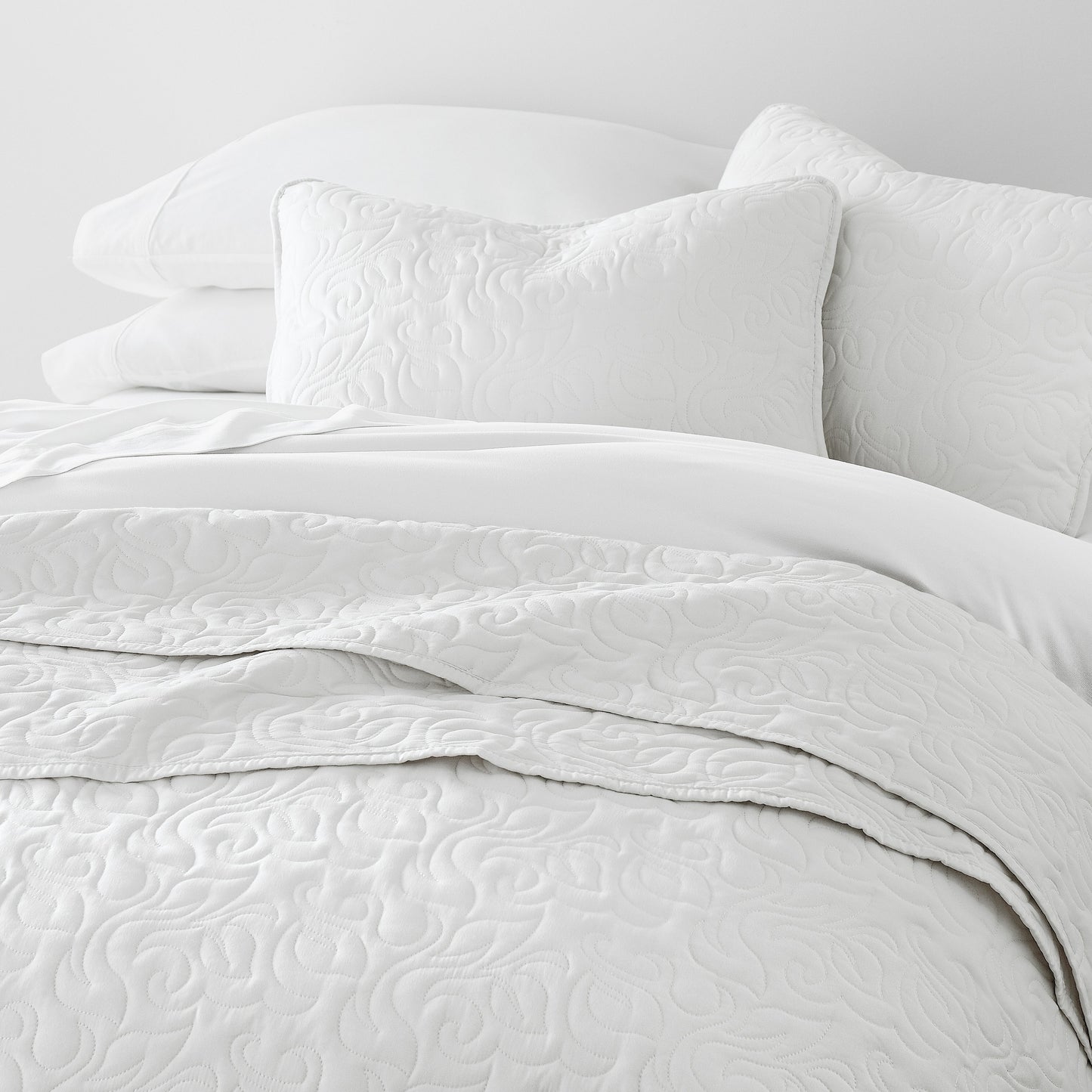 Lightweight Floral Stitch Quilted Coverlet Set