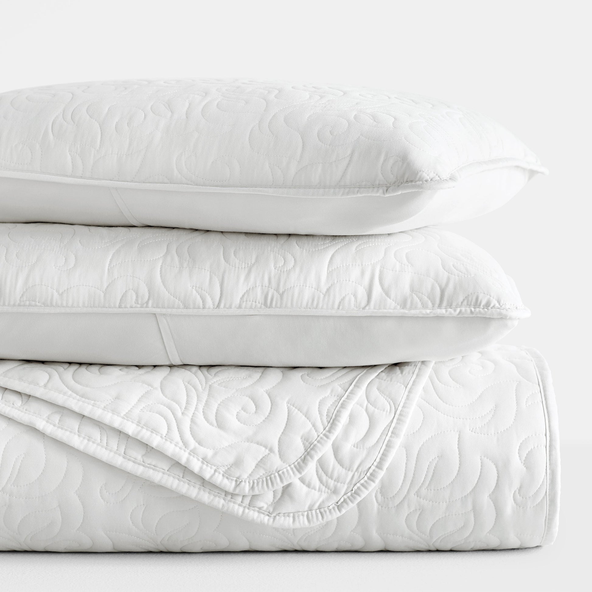 Lightweight Floral Stitch Quilted Coverlet Set