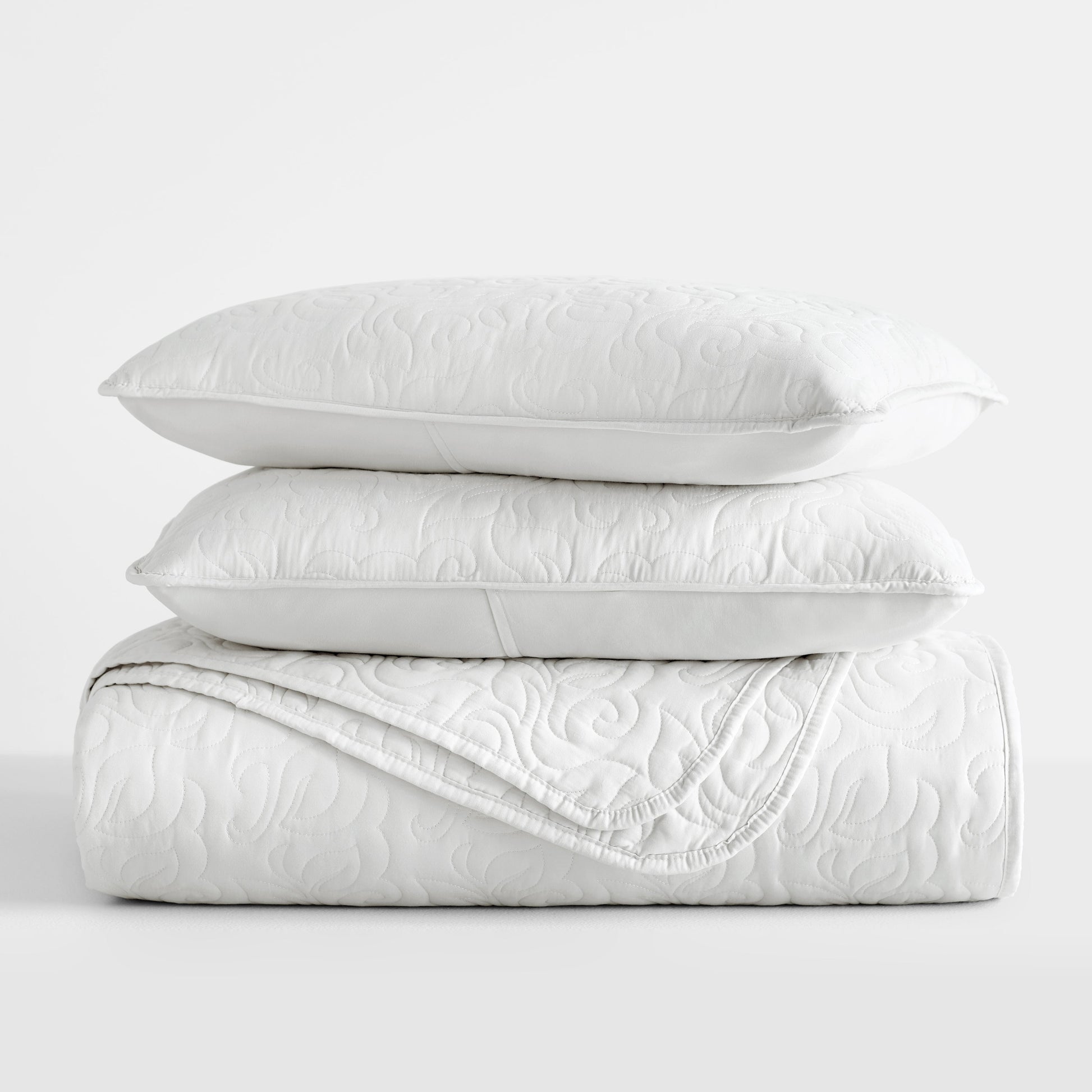 Lightweight Floral Stitch Quilted Coverlet Set