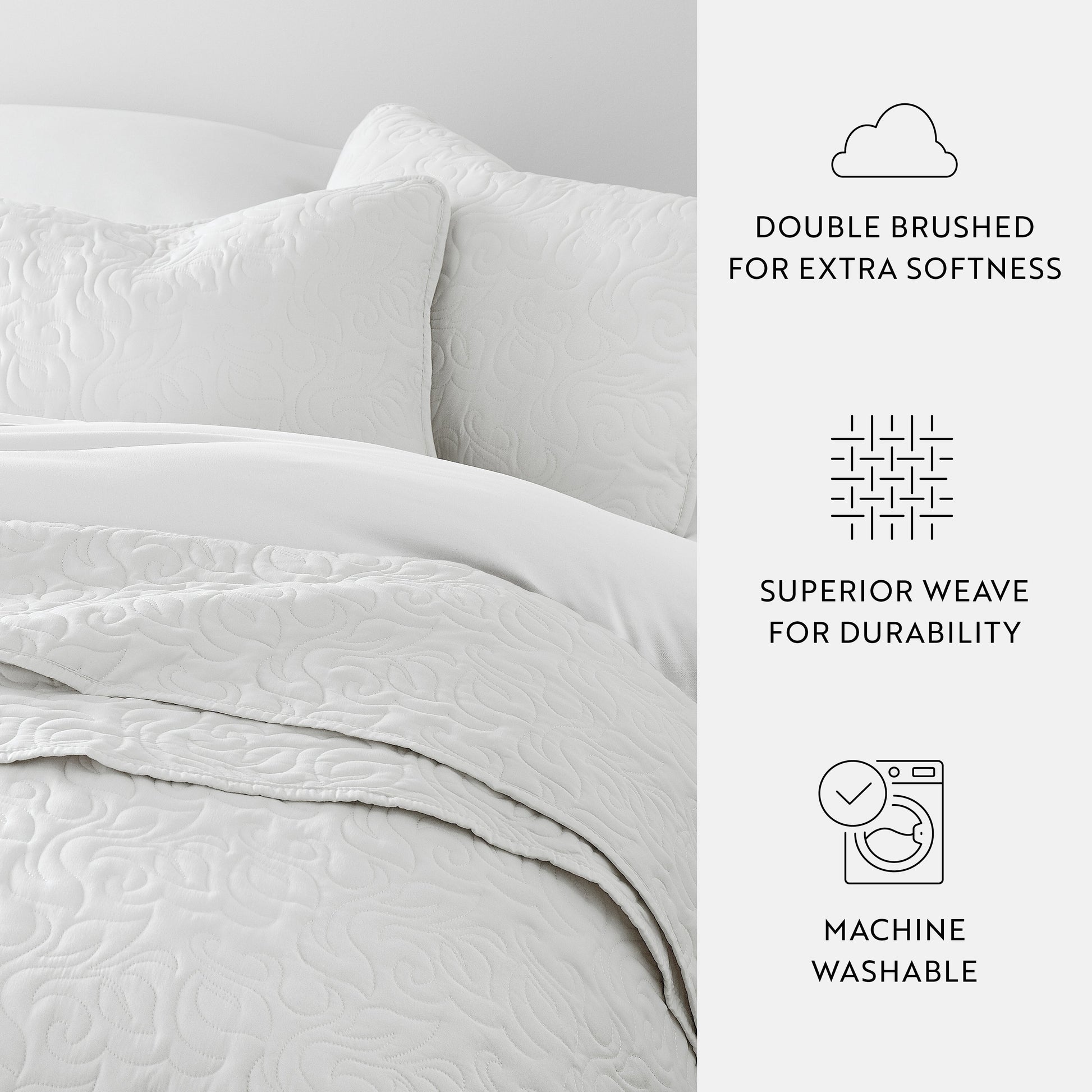 Lightweight Floral Stitch Quilted Coverlet Set