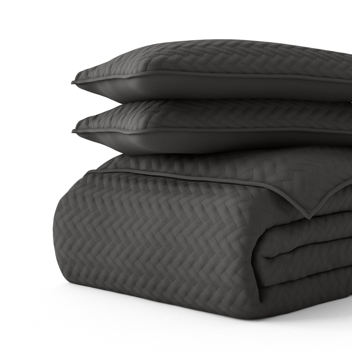 Lightweight Herringbone Stitch Quilted Coverlet Set