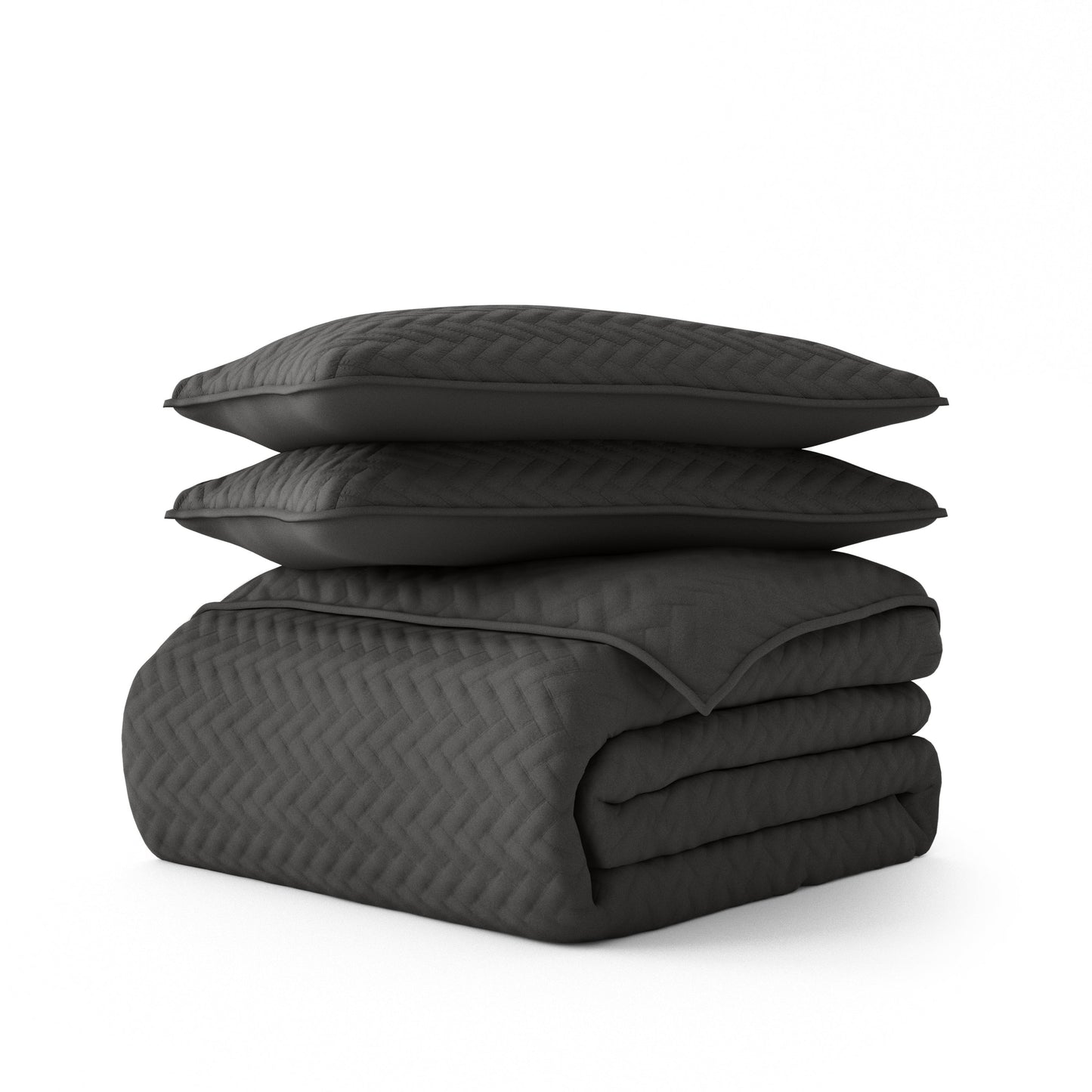 Lightweight Herringbone Stitch Quilted Coverlet Set