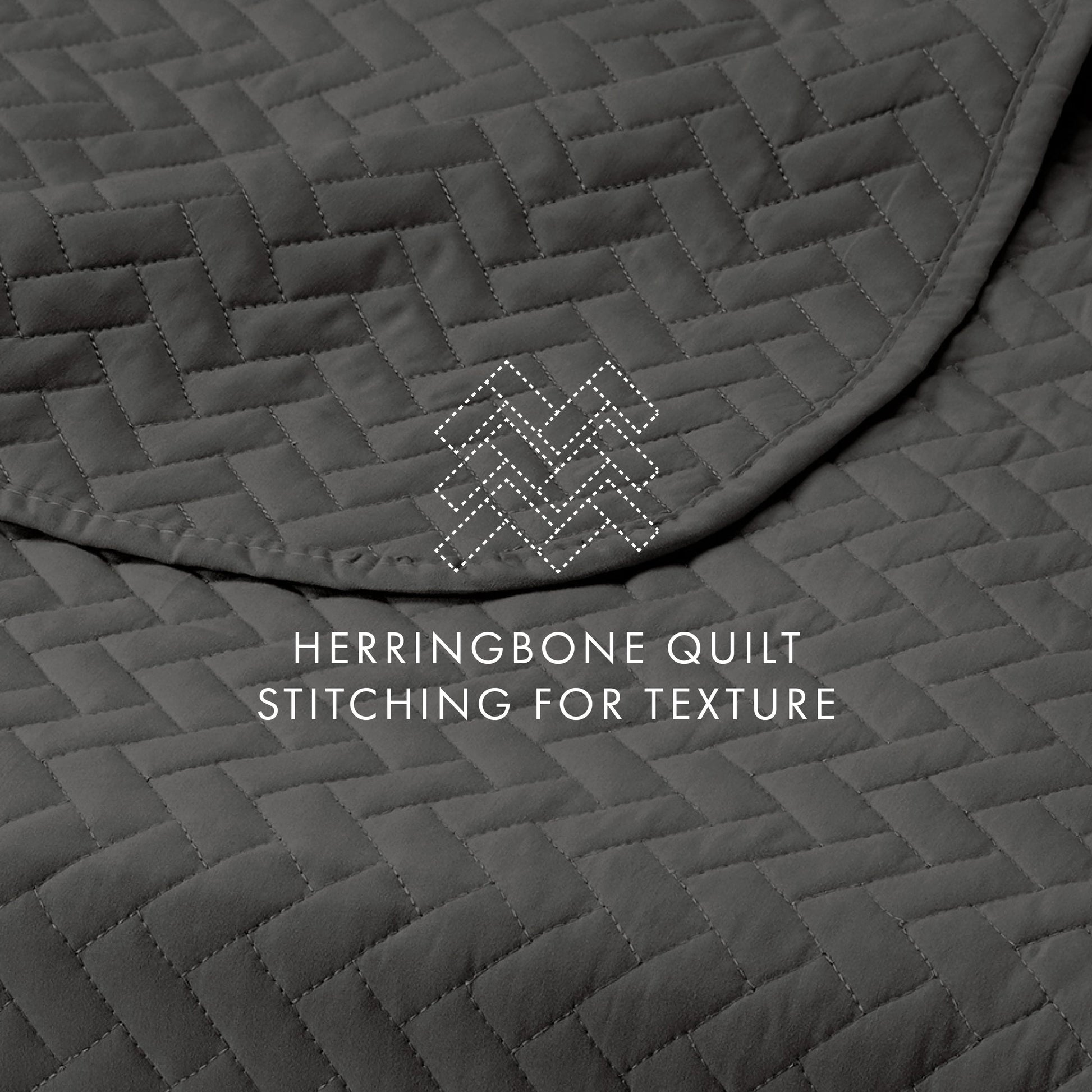 Lightweight Herringbone Stitch Quilted Coverlet Set