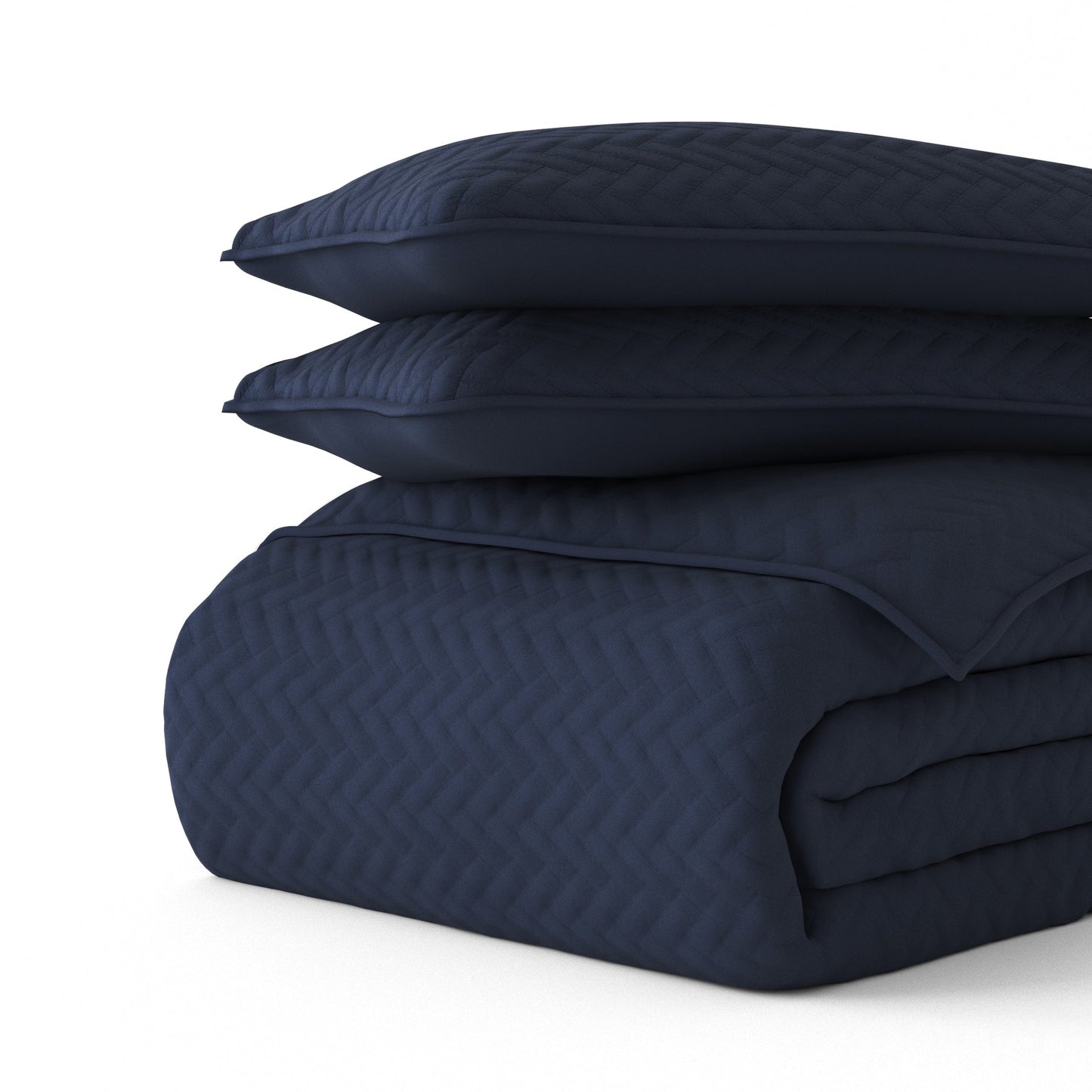 Lightweight Herringbone Stitch Quilted Coverlet Set