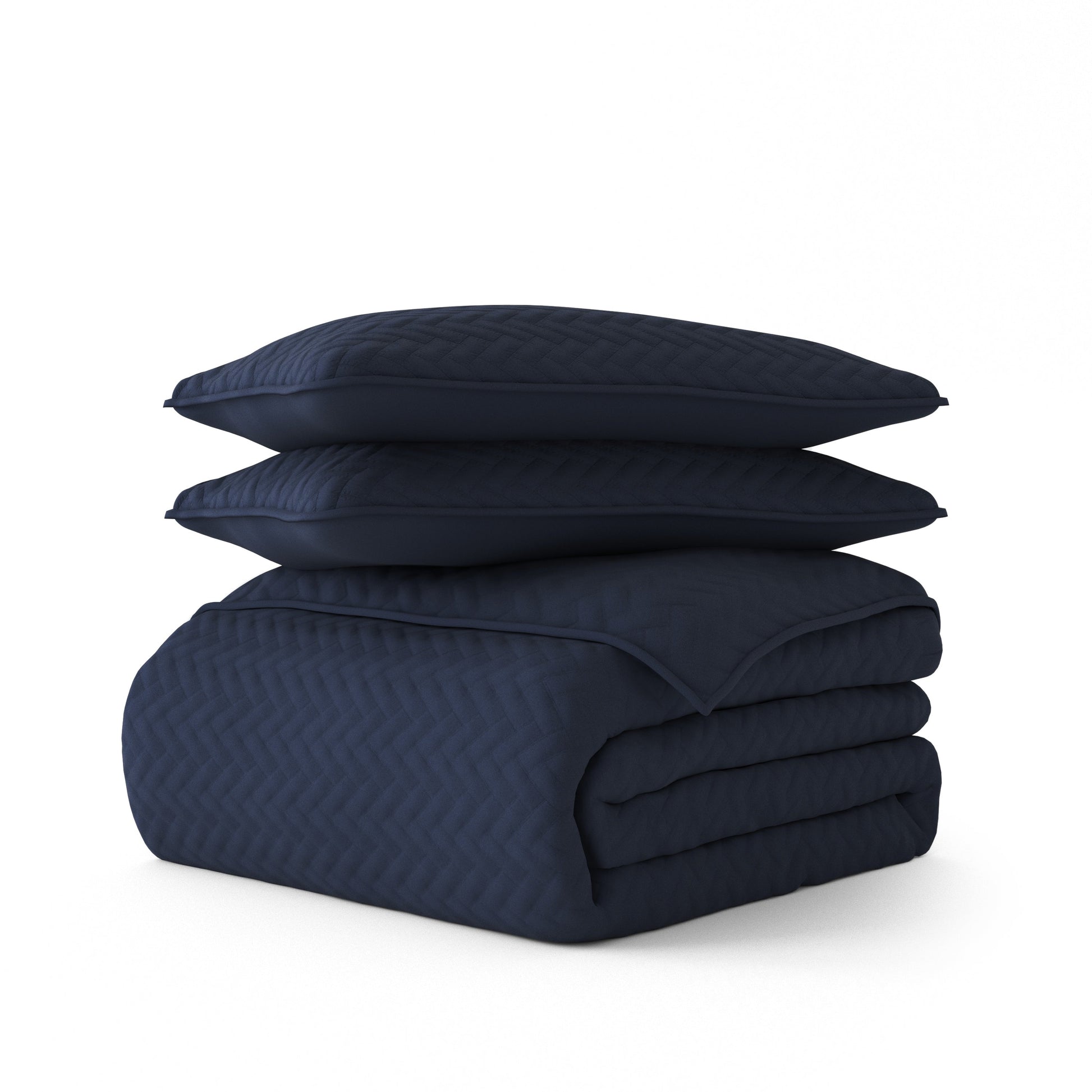 Lightweight Herringbone Stitch Quilted Coverlet Set