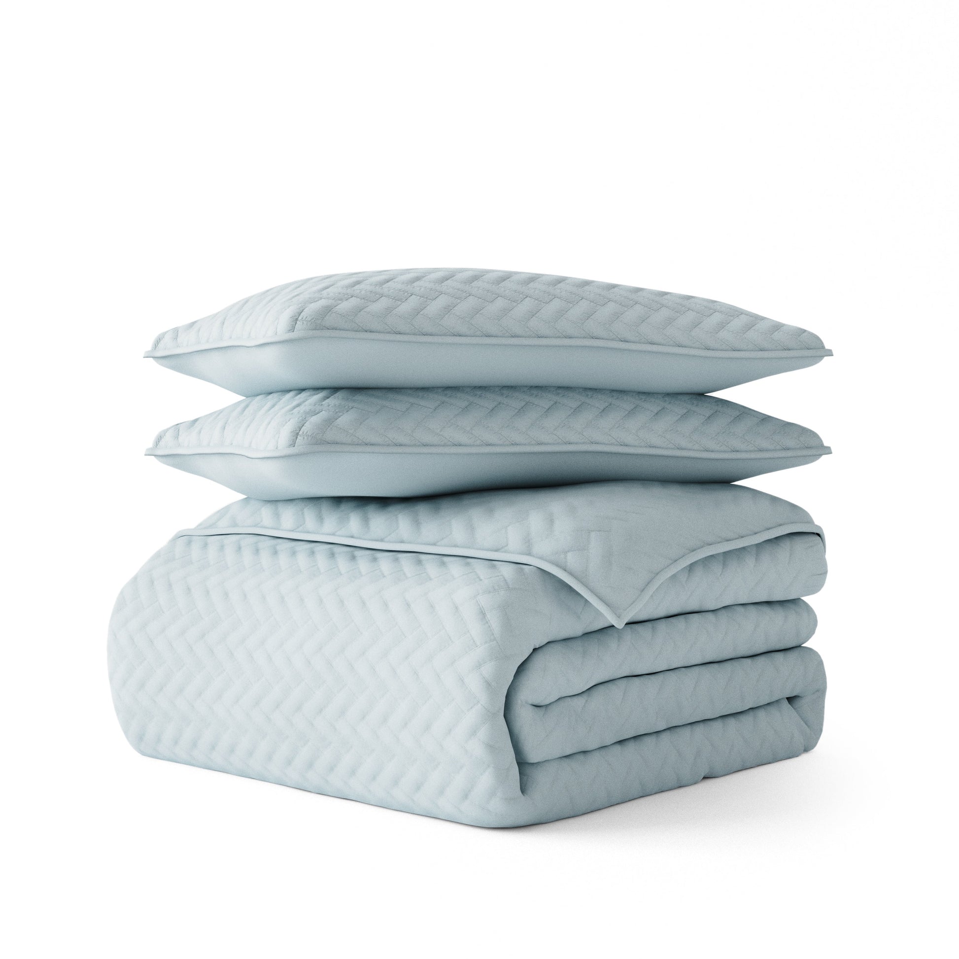 Lightweight Herringbone Stitch Quilted Coverlet Set
