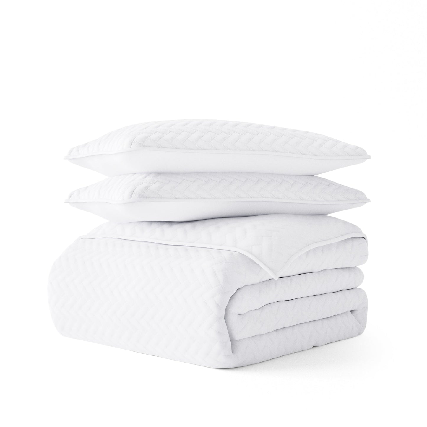 Lightweight Herringbone Stitch Quilted Coverlet Set