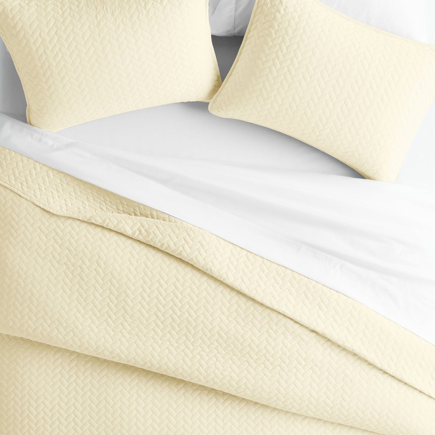 Lightweight Herringbone Stitch Quilted Coverlet Set