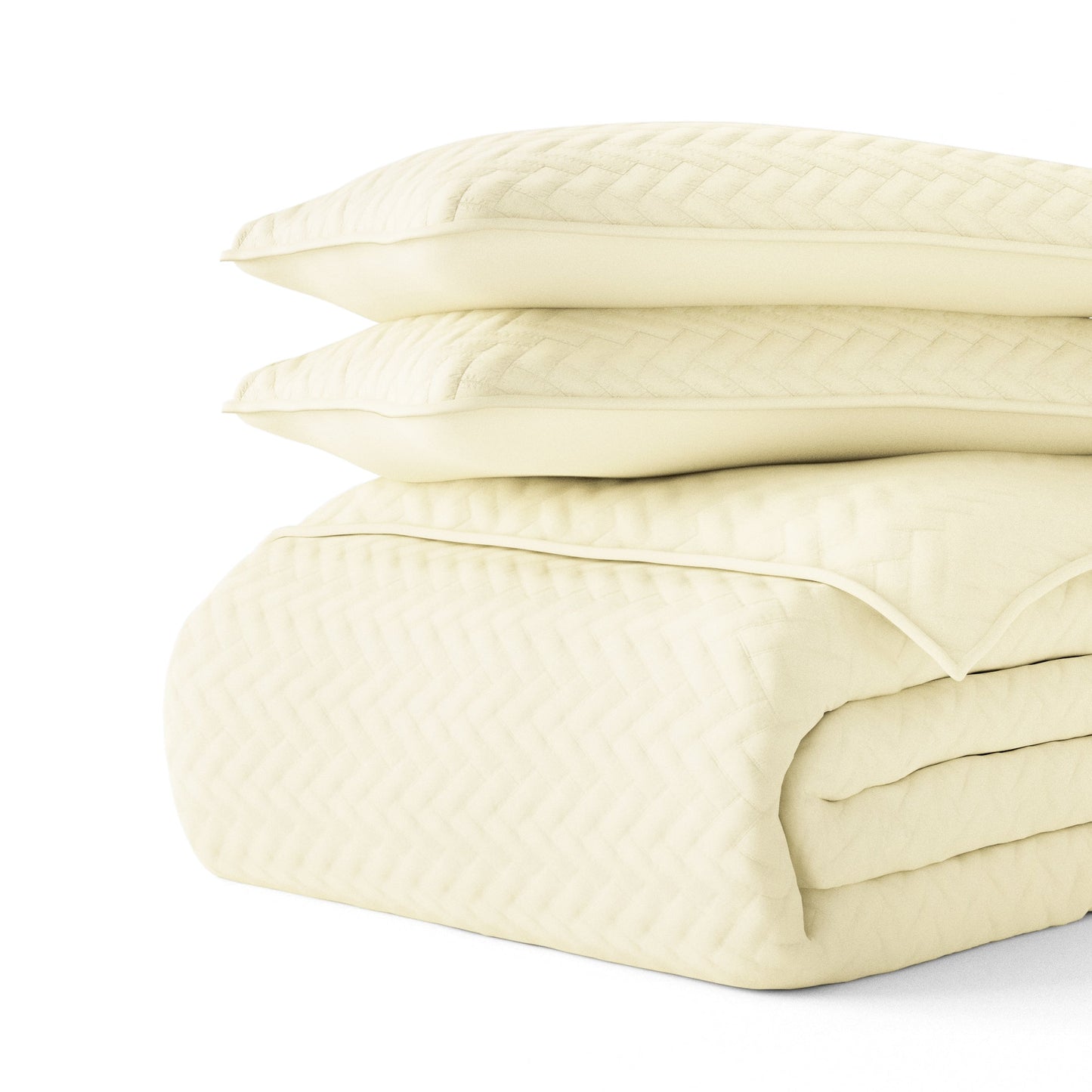 Lightweight Herringbone Stitch Quilted Coverlet Set