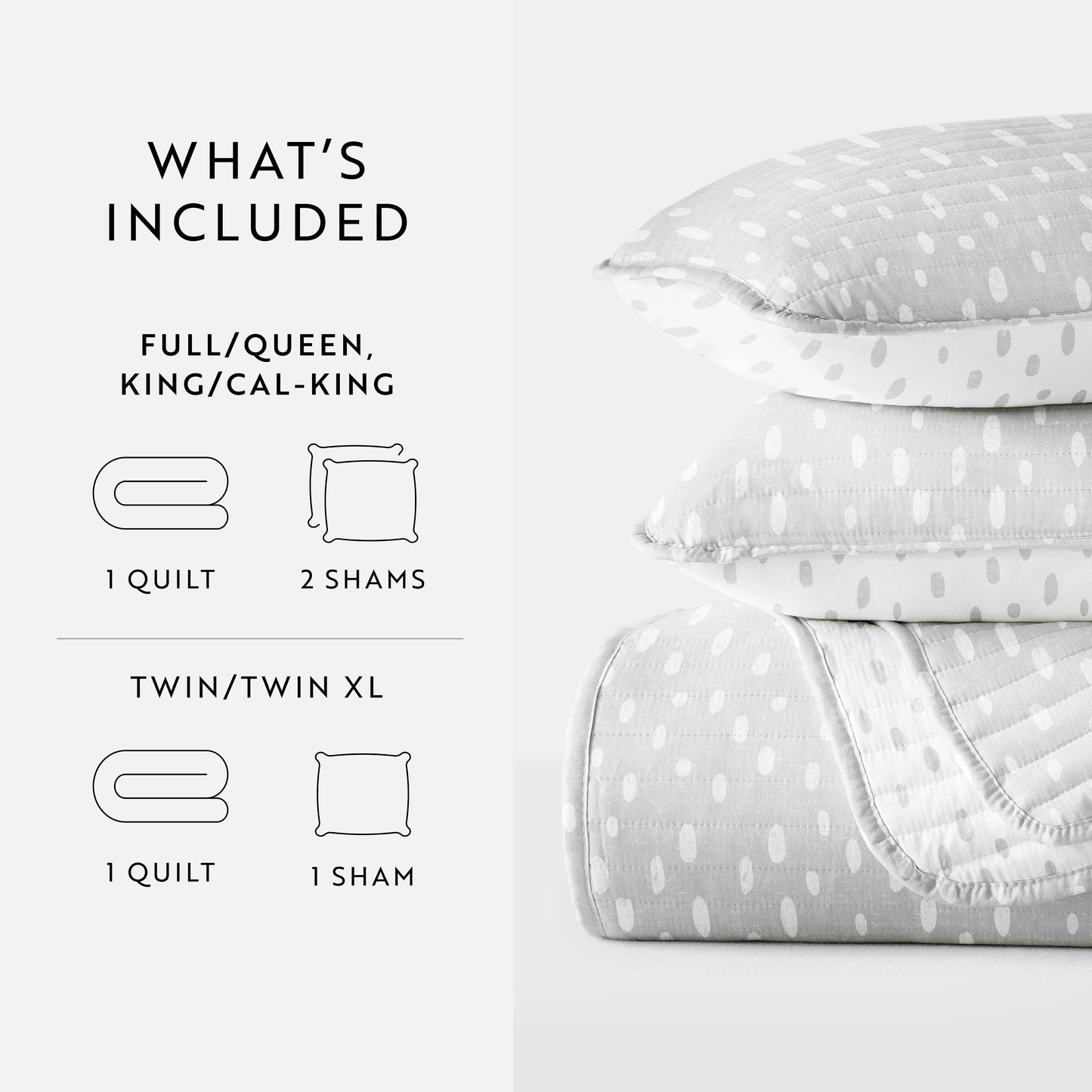 Neutral Dots Patterned Reversible Quilted Coverlet Set