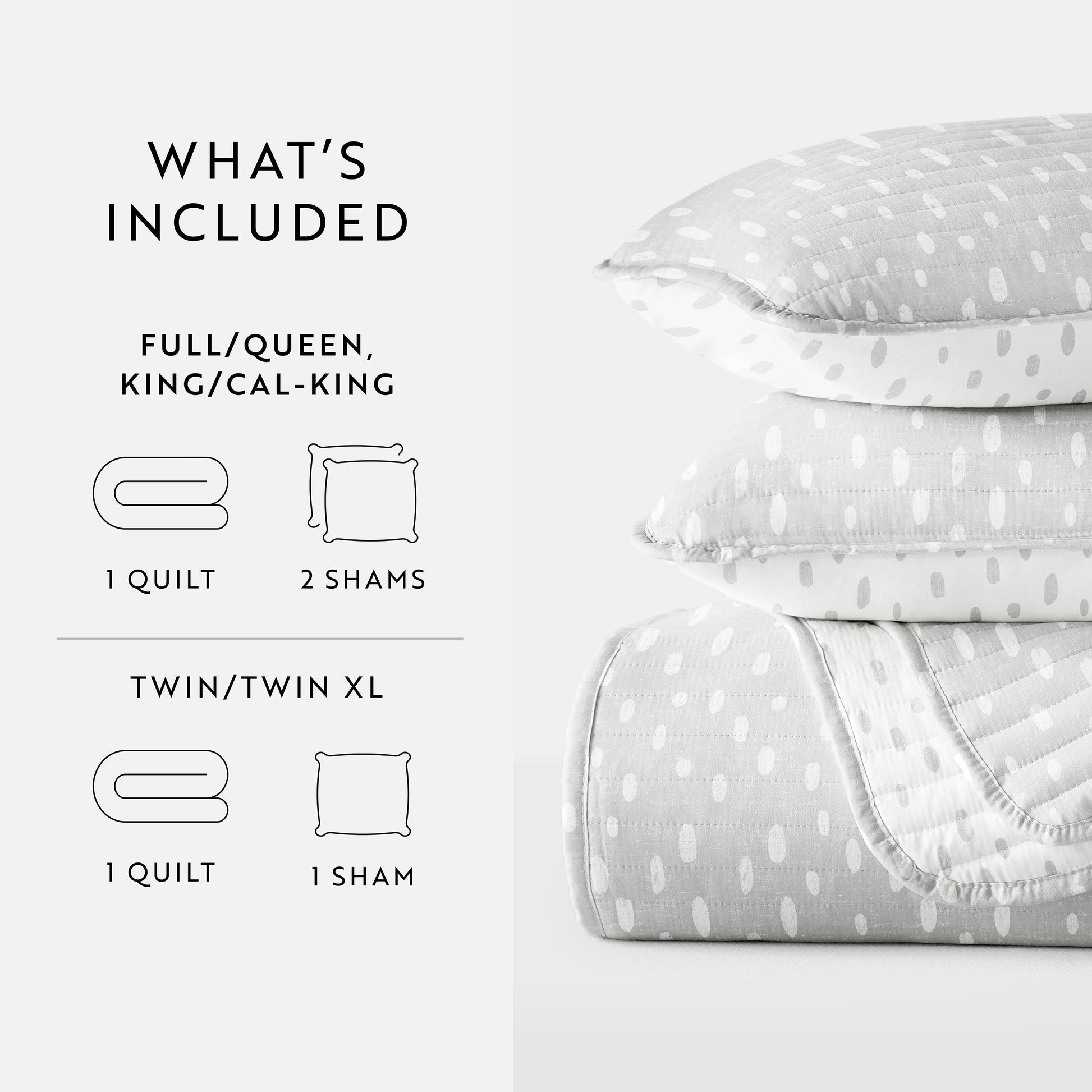 Neutral Dots Patterned Reversible Quilted Coverlet Set