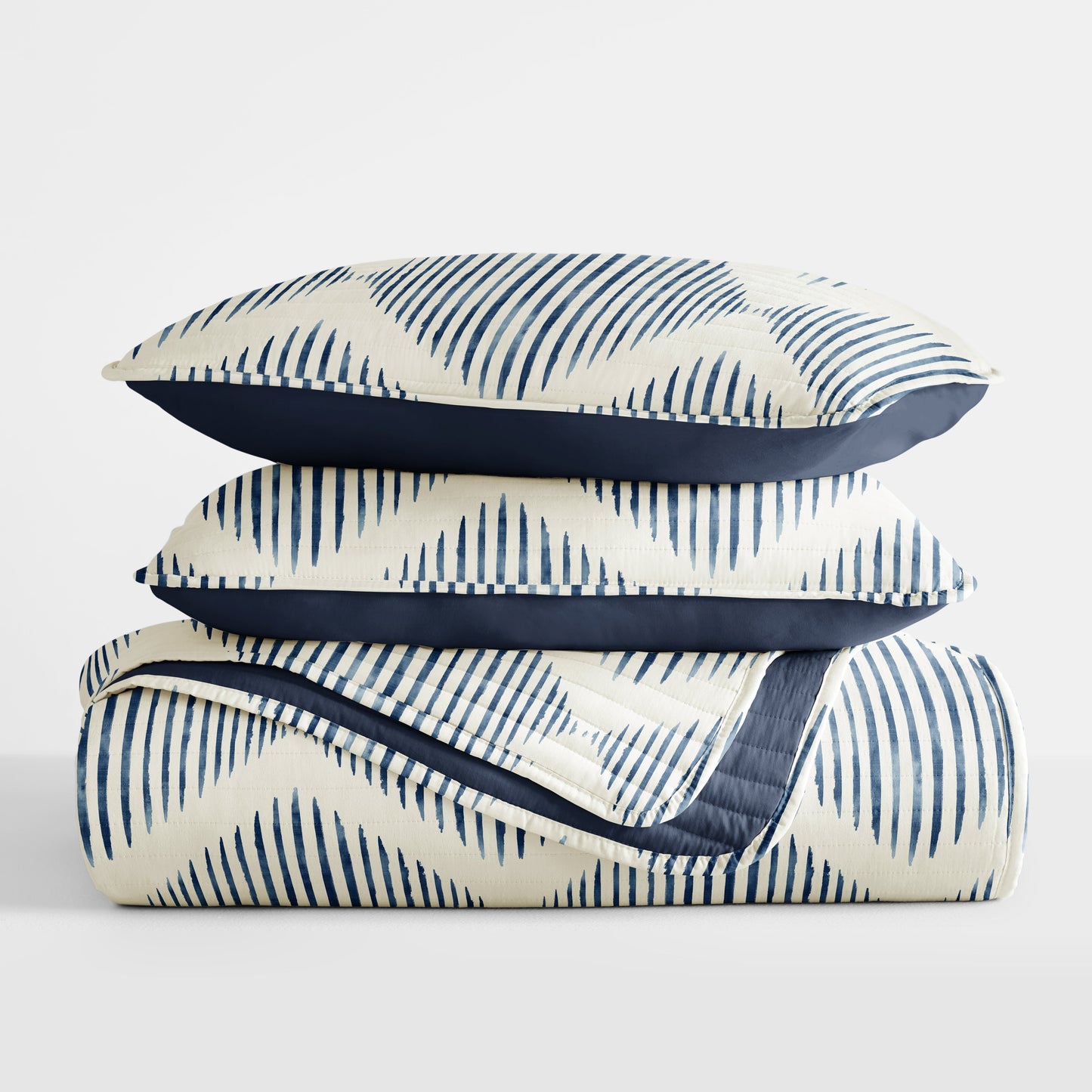 Distressed Diamond Patterned Reversible Quilted Coverlet Set