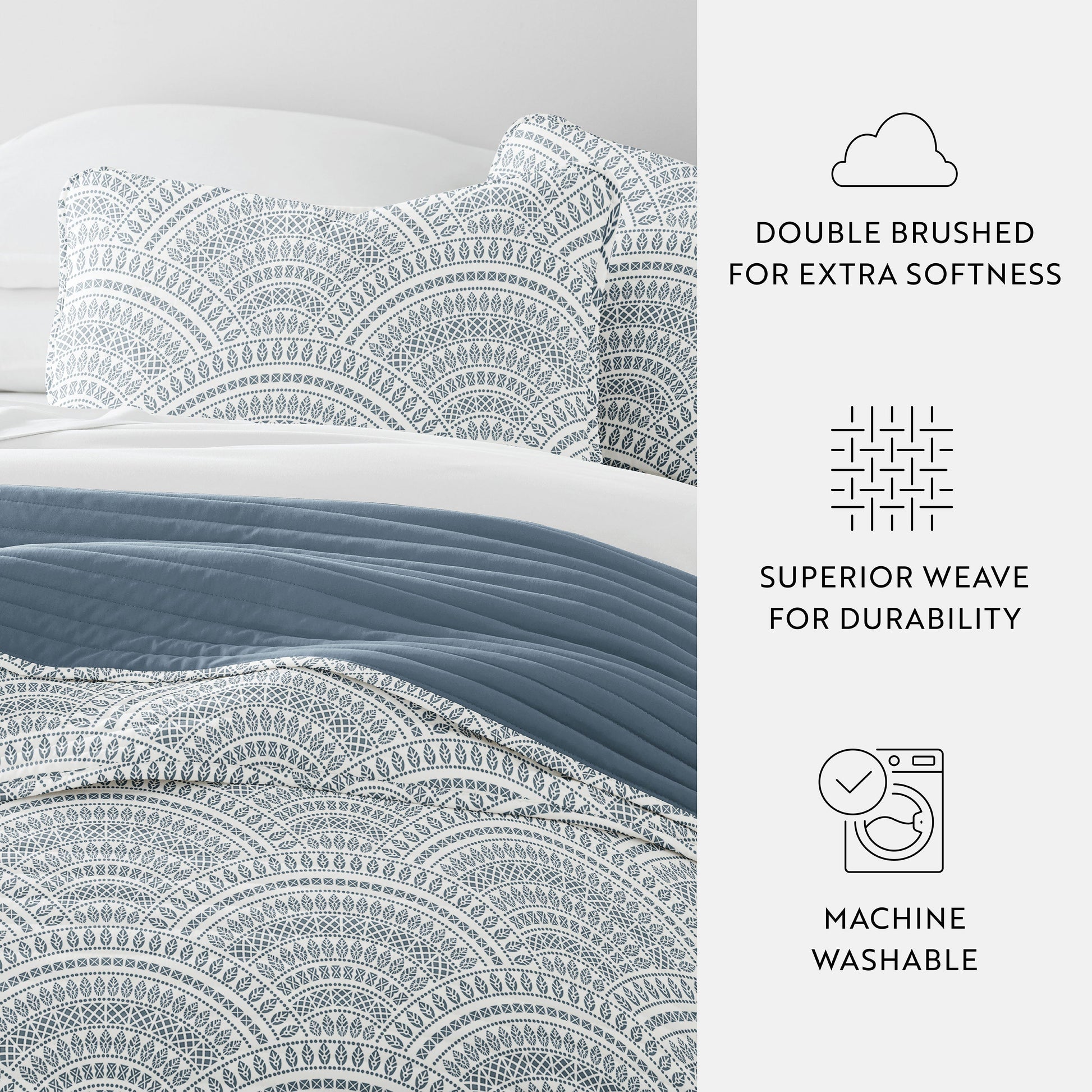 Scalloped Patterned Reversible Quilted Coverlet Set