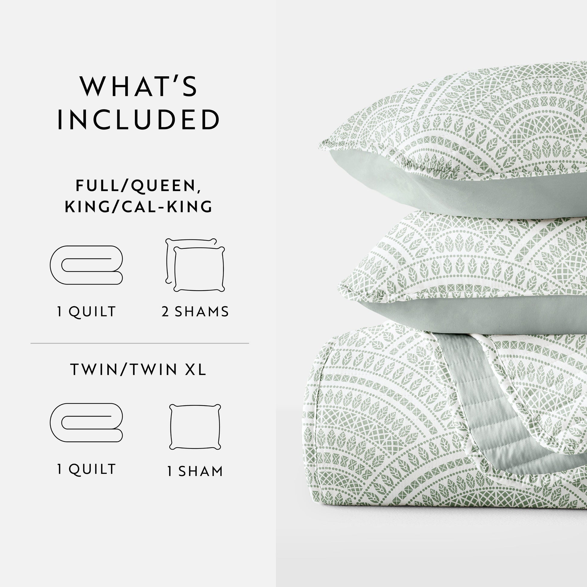 Scalloped Patterned Reversible Quilted Coverlet Set