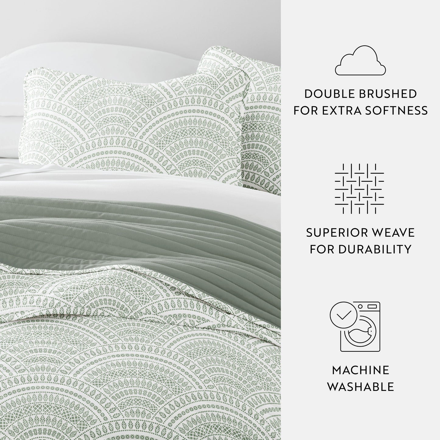 Scalloped Patterned Reversible Quilted Coverlet Set