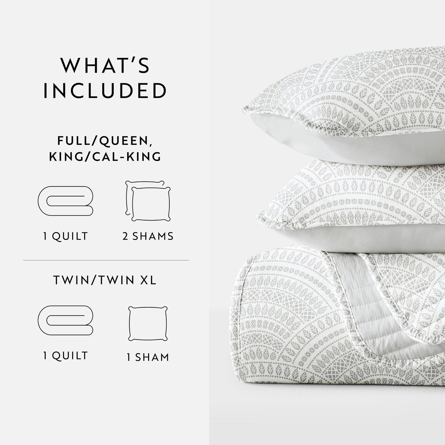 Scalloped Patterned Reversible Quilted Coverlet Set