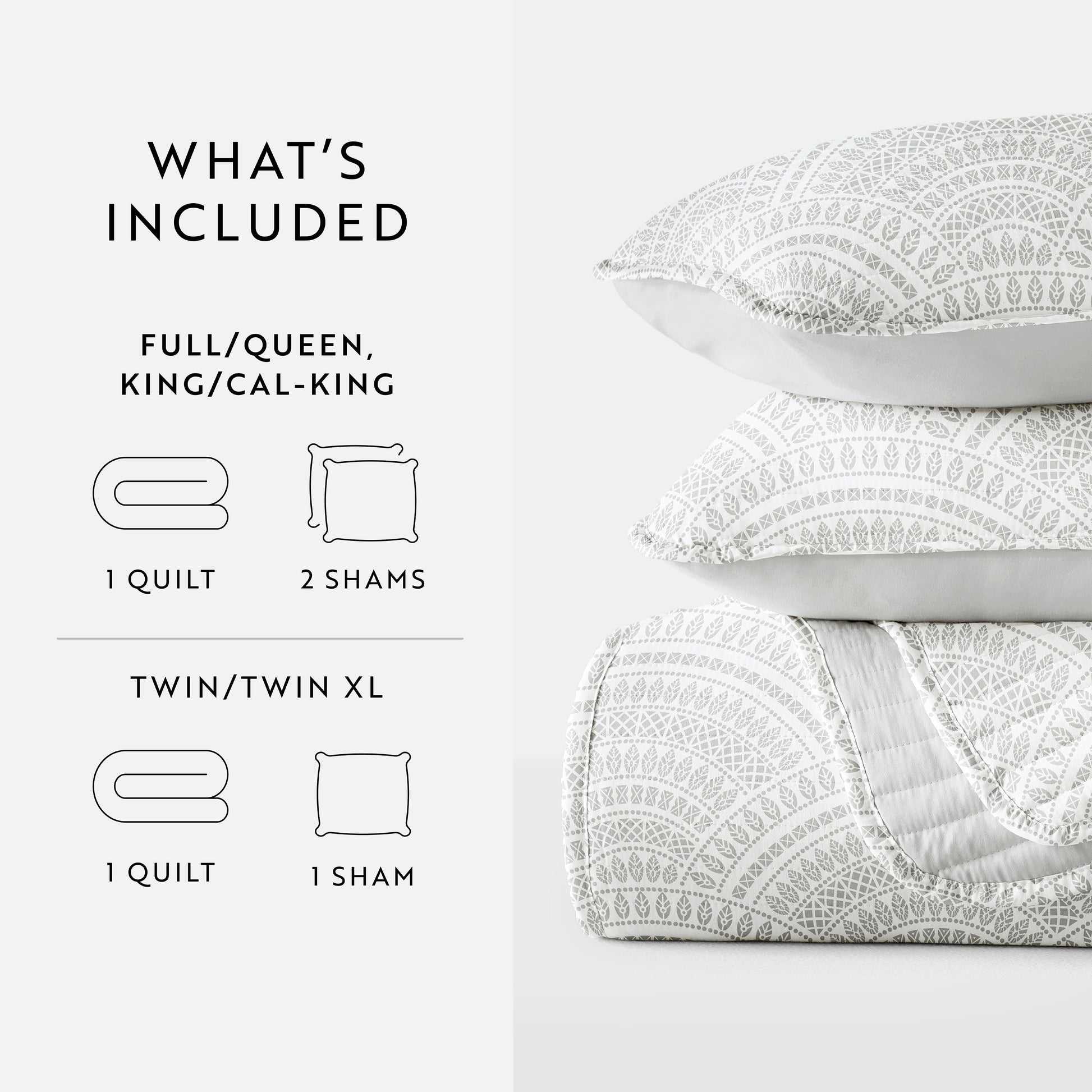 Scalloped Patterned Reversible Quilted Coverlet Set