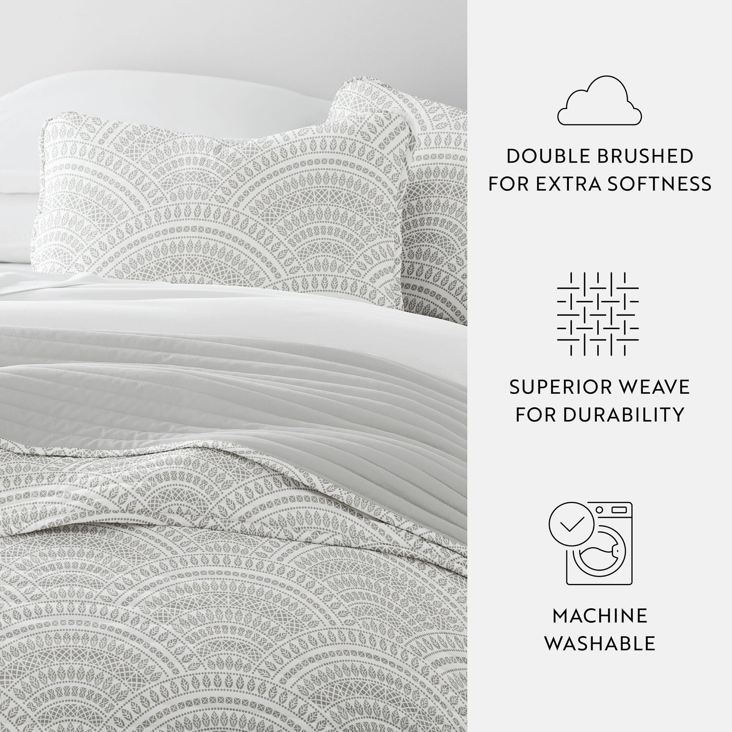 Scalloped Patterned Reversible Quilted Coverlet Set