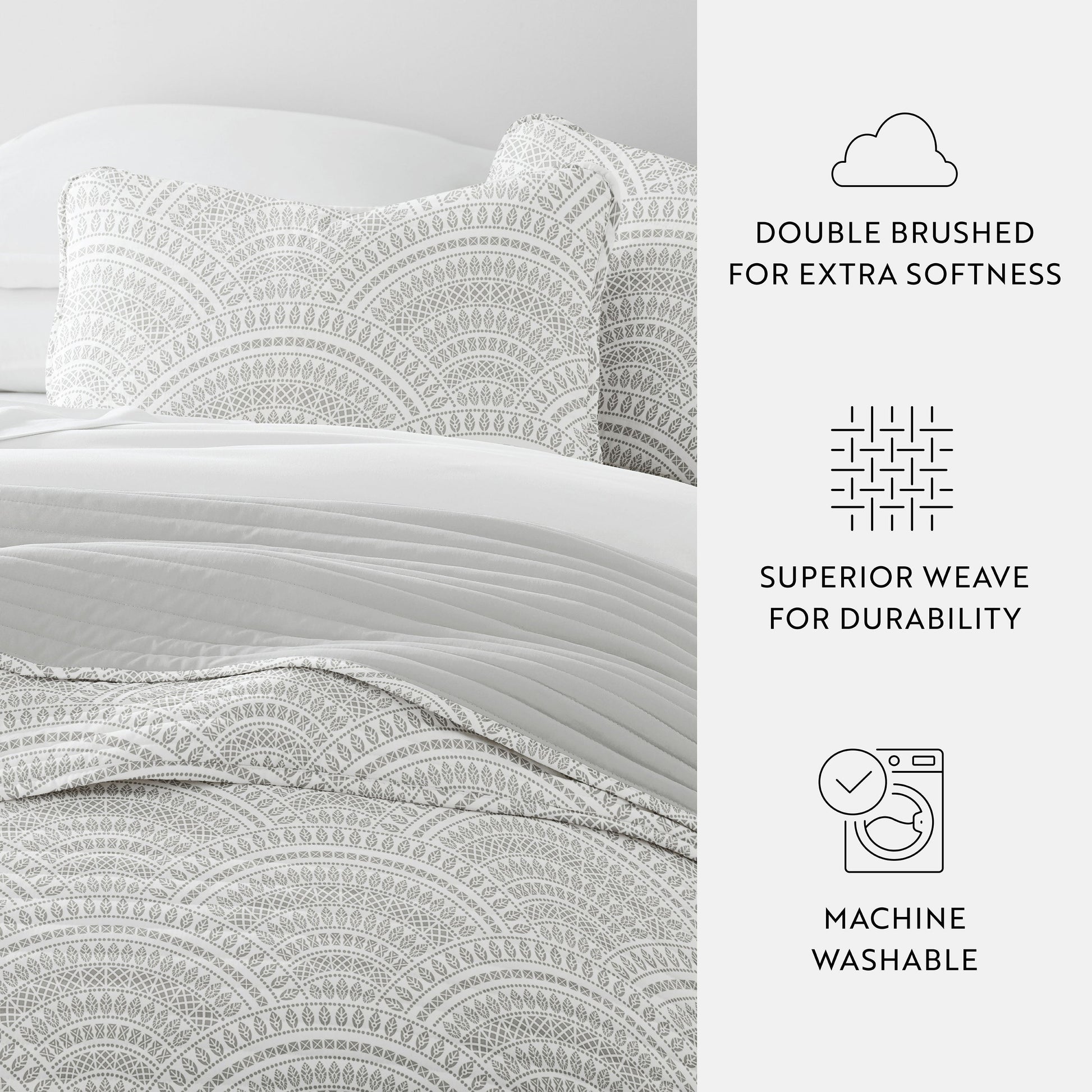 Scalloped Patterned Reversible Quilted Coverlet Set