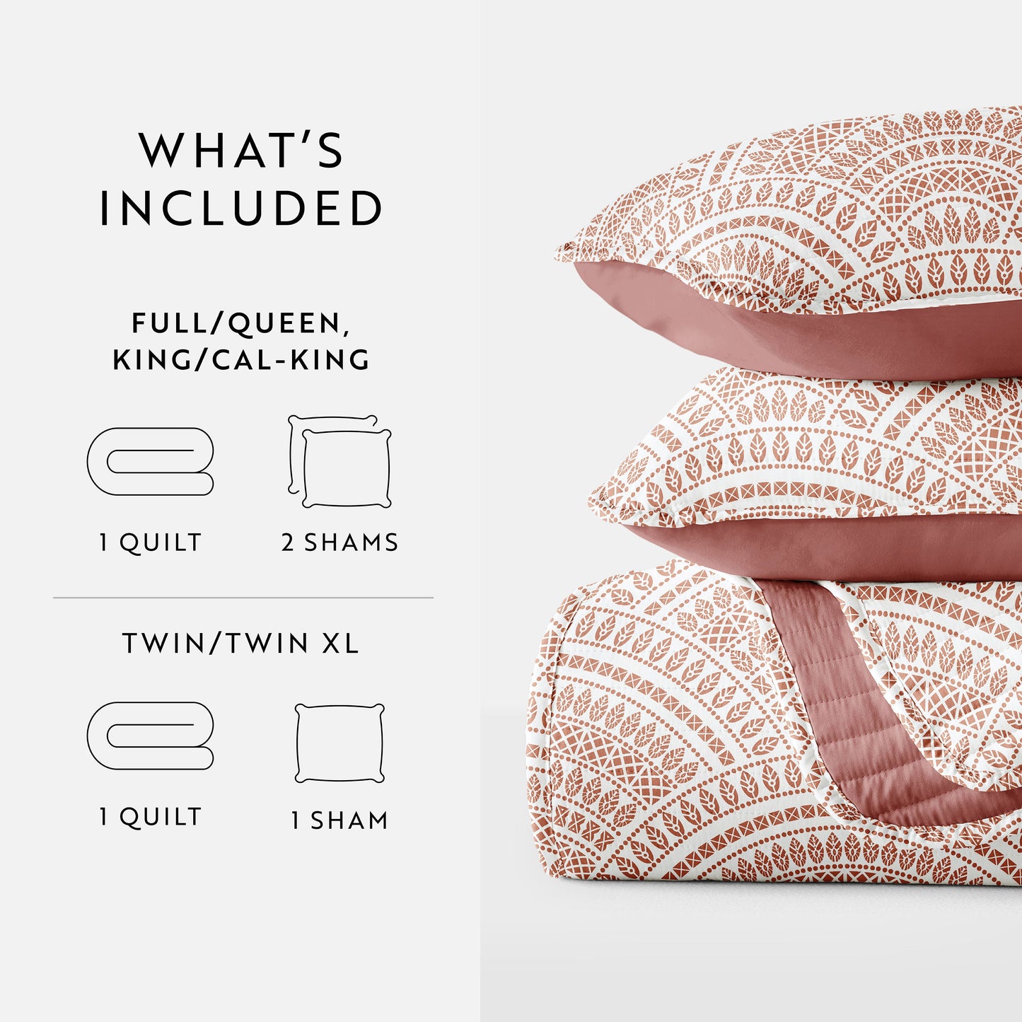 Scalloped Patterned Reversible Quilted Coverlet Set