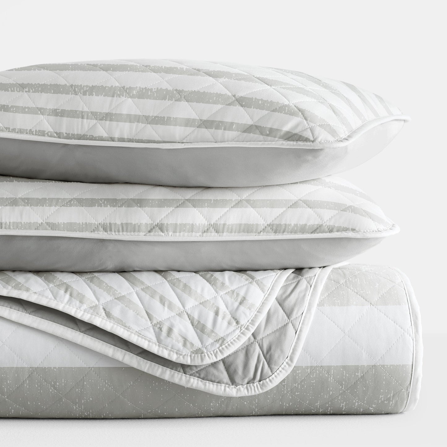 Summer Stripes Patterned Reversible Quilted Coverlet Set