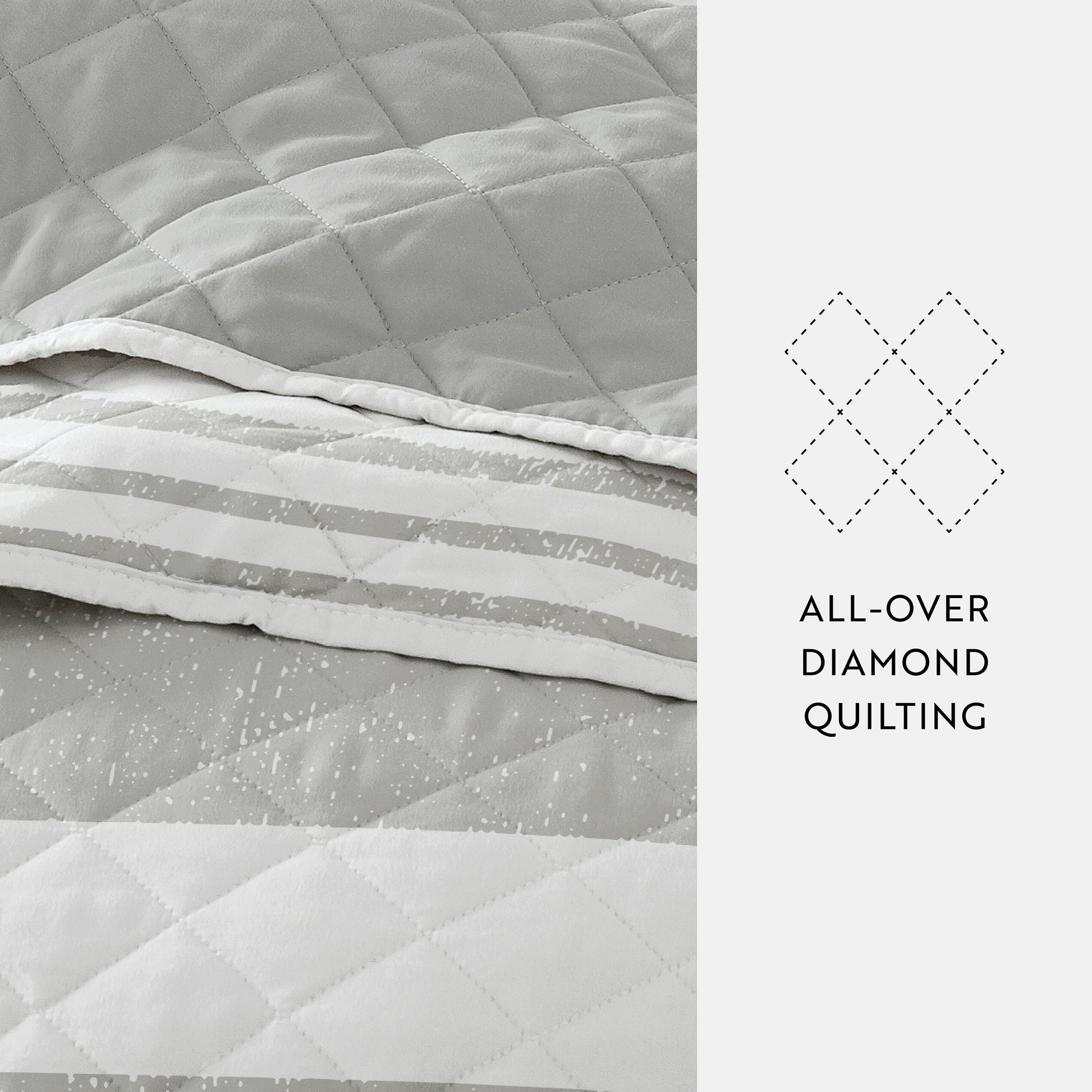 Summer Stripes Patterned Reversible Quilted Coverlet Set
