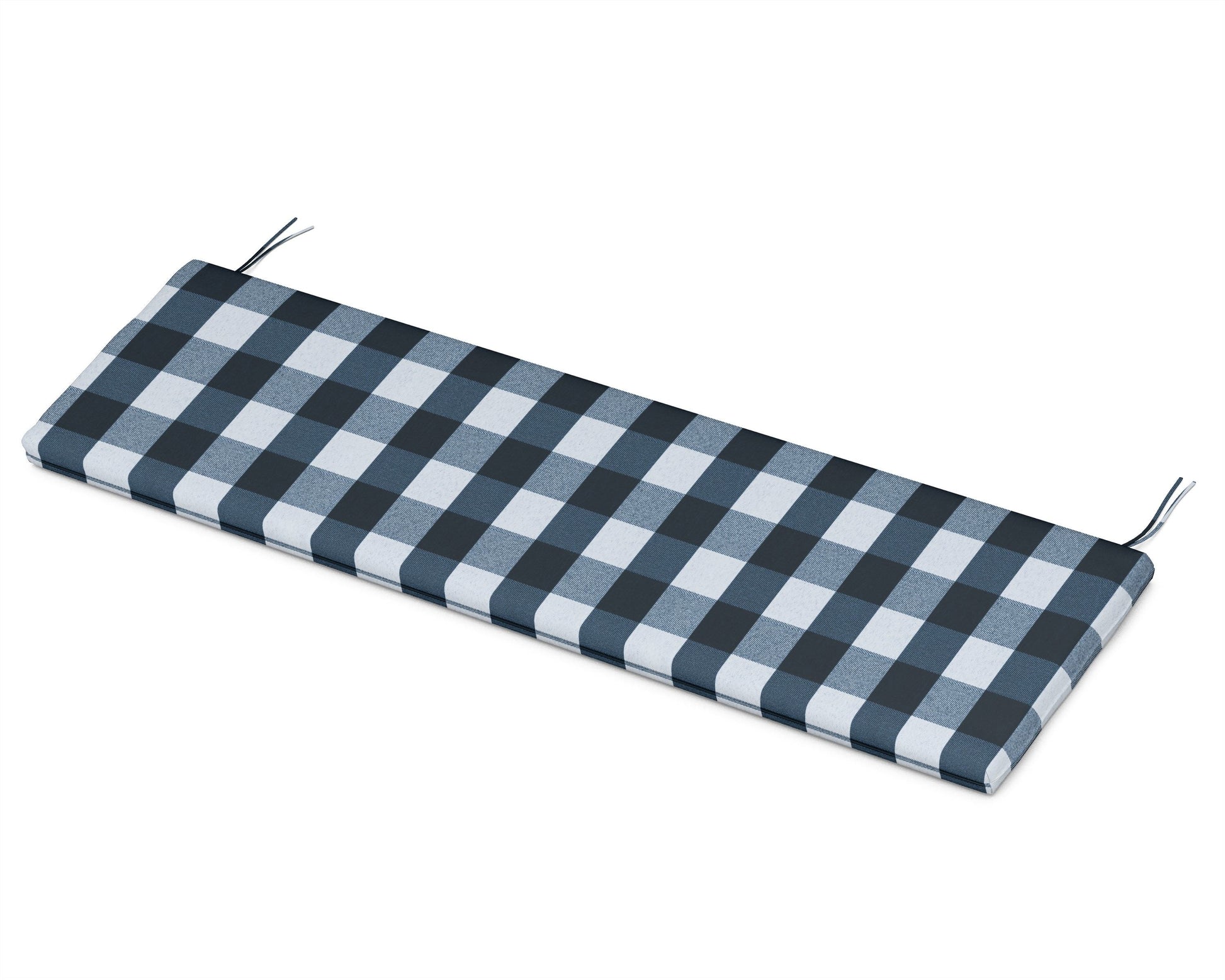 POLYWOOD Bench Seat Cushion - 17.5"D x 55"W x 2.5"H — Buffalo Plaid Marine Indigo