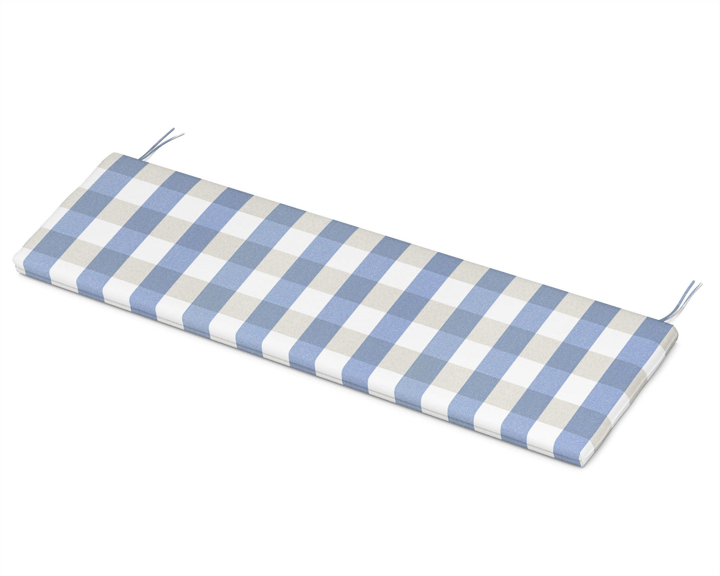 POLYWOOD Bench Seat Cushion - 17.5"D x 55"W x 2.5"H — Buffalo Plaid Sky Blue