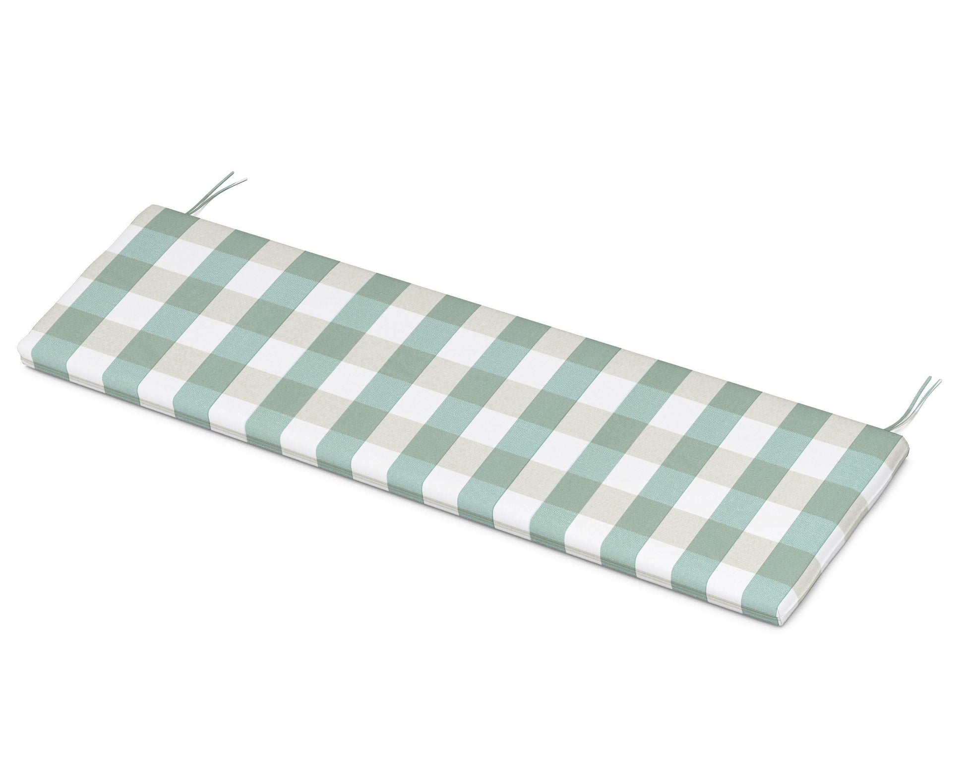 POLYWOOD Bench Seat Cushion - 18.5"D x 55.5"W x 2.5"H — Buffalo Plaid Glacier Spa
