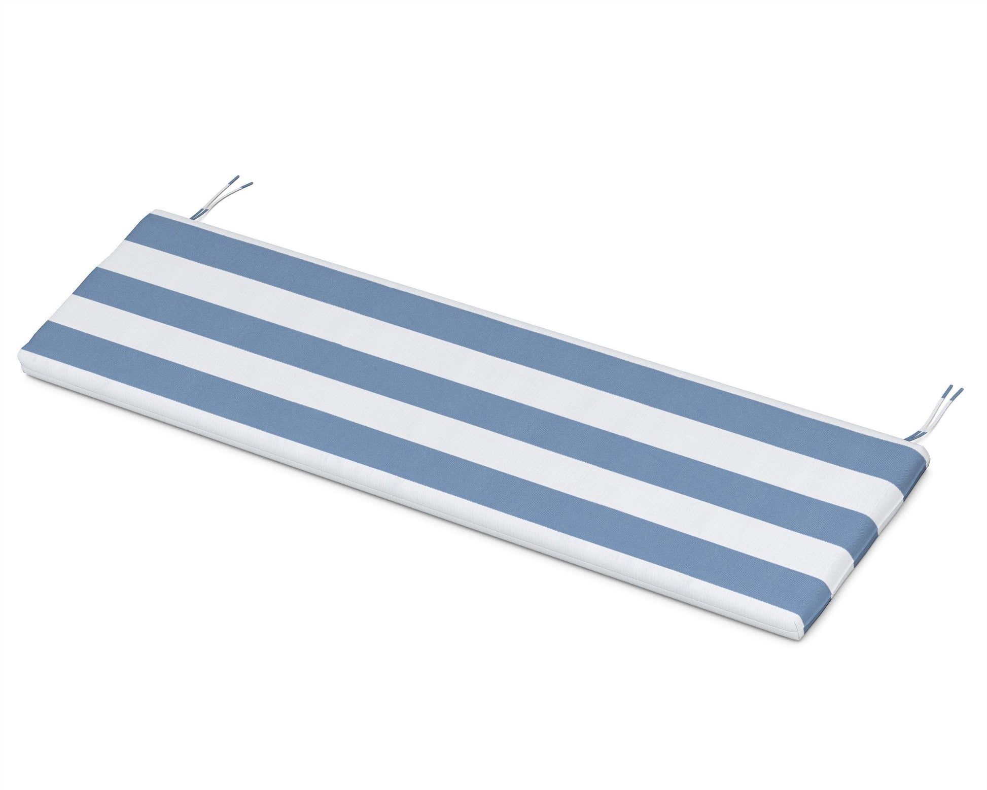 POLYWOOD Bench Seat Cushion - 17.5"D x 55"W x 2.5"H — Cabana Stripe Sky Blue