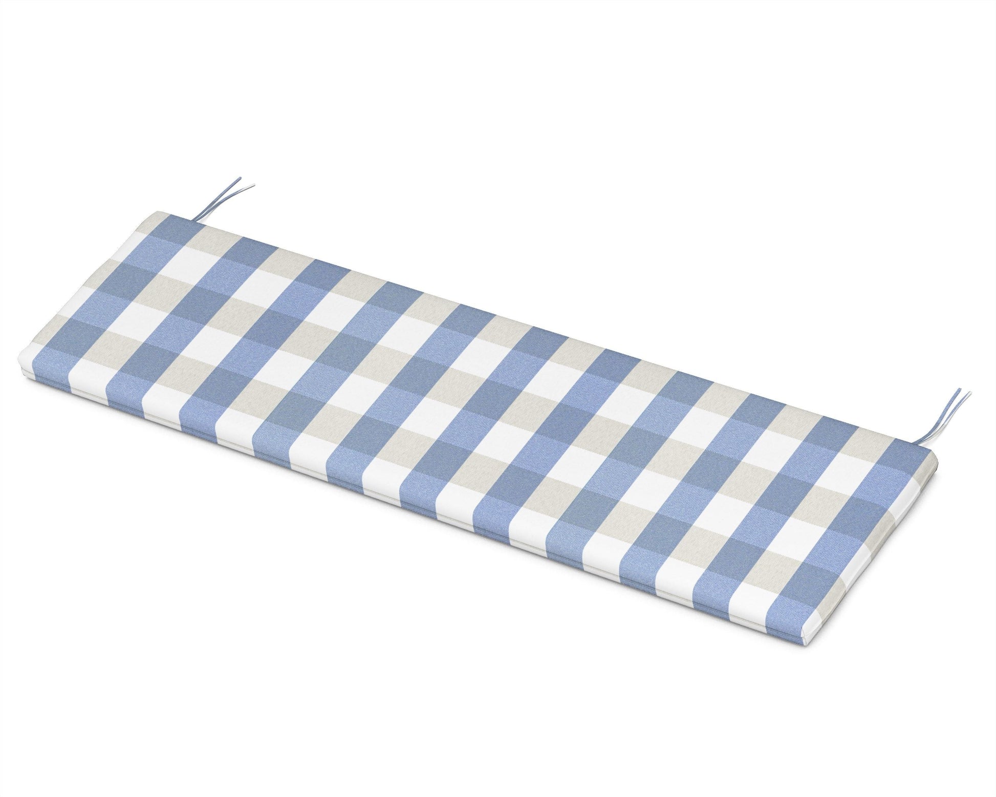 POLYWOOD Bench Seat Cushion - 17.25"D x 68.5"W x 2.5"H — Buffalo Plaid Sky Blue