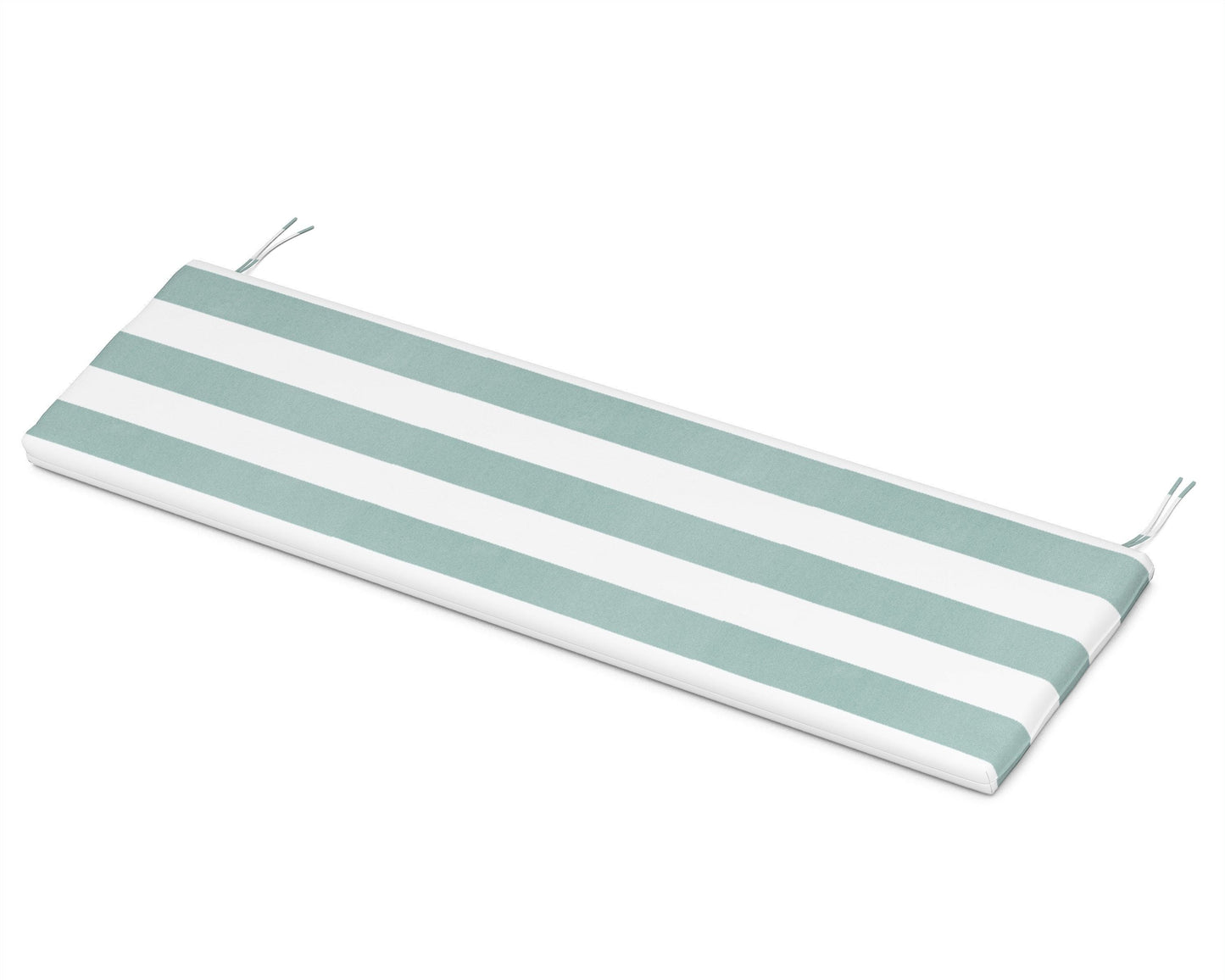 POLYWOOD Bench Seat Cushion - 17.5"D x 57.5"W x 2.5"H — Cabana Stripe Glacier Spa
