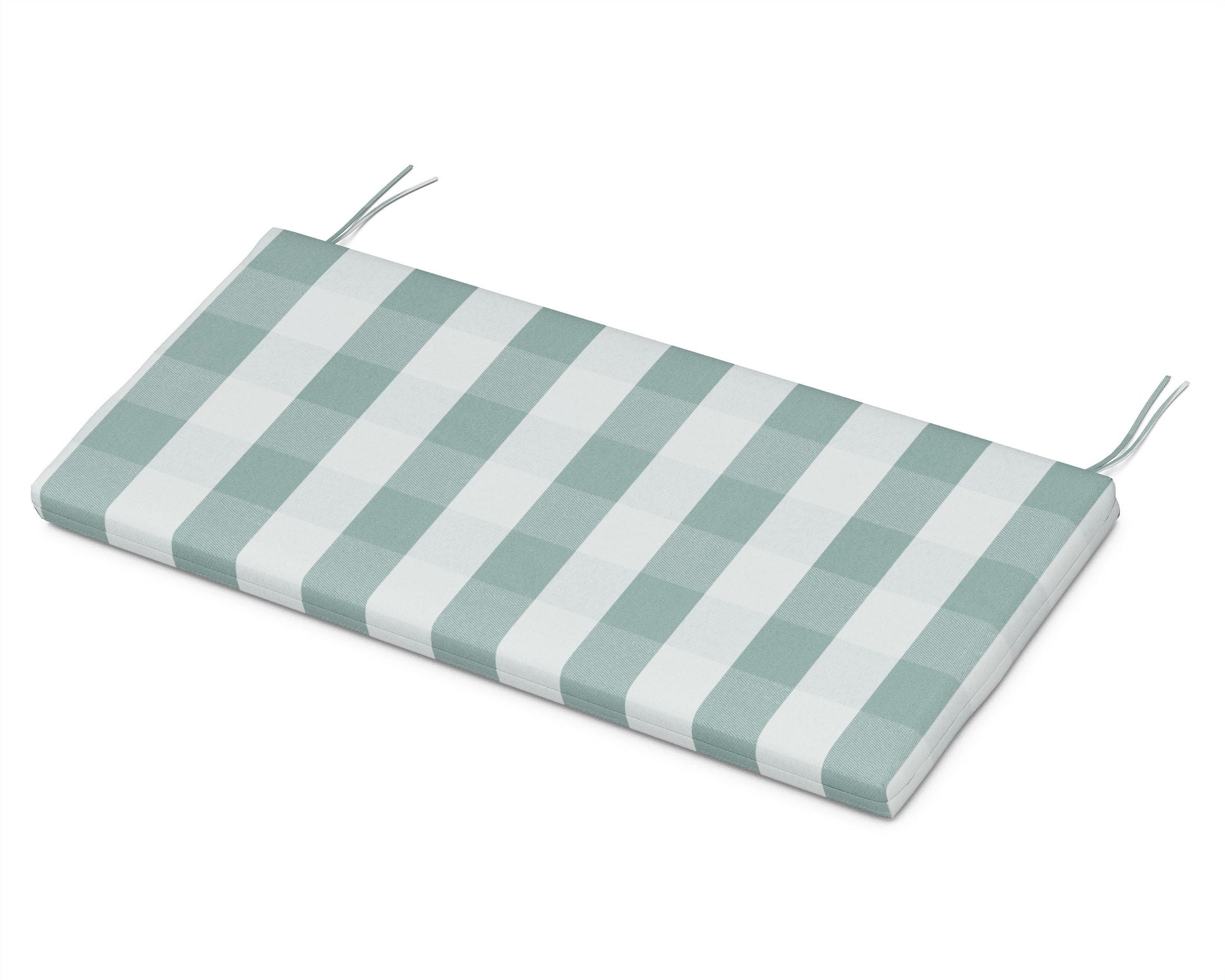 POLYWOOD Bench Seat Cushion - 17.75"D x 41"W x 2.5"H — Buffalo Plaid Glacier Spa