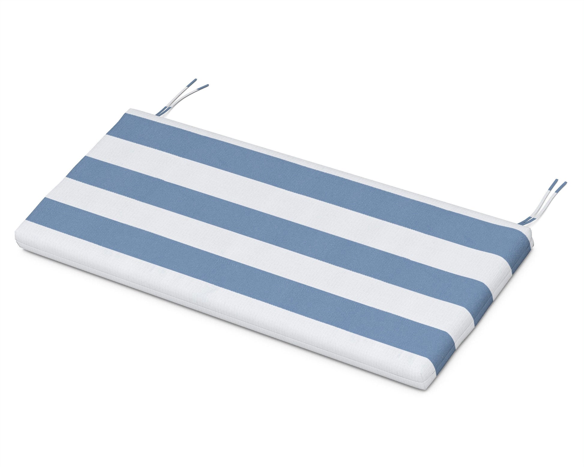 POLYWOOD Bench Seat Cushion - 17.75"D x 41"W x 2.5"H — Cabana Stripe Sky Blue