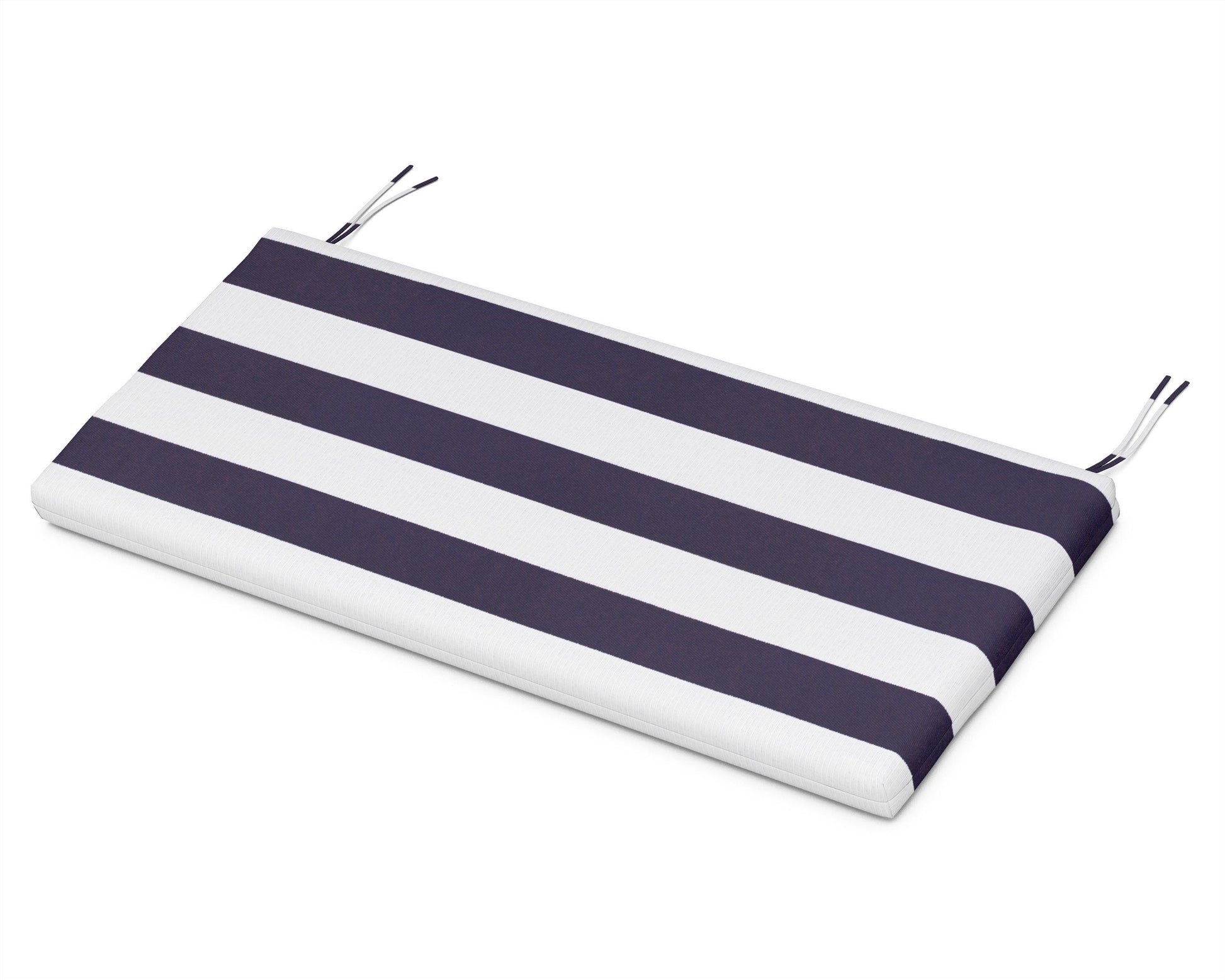 POLYWOOD Bench Seat Cushion - 17"D x 40.5"W x 2.5"H — Cabana Stripe Navy