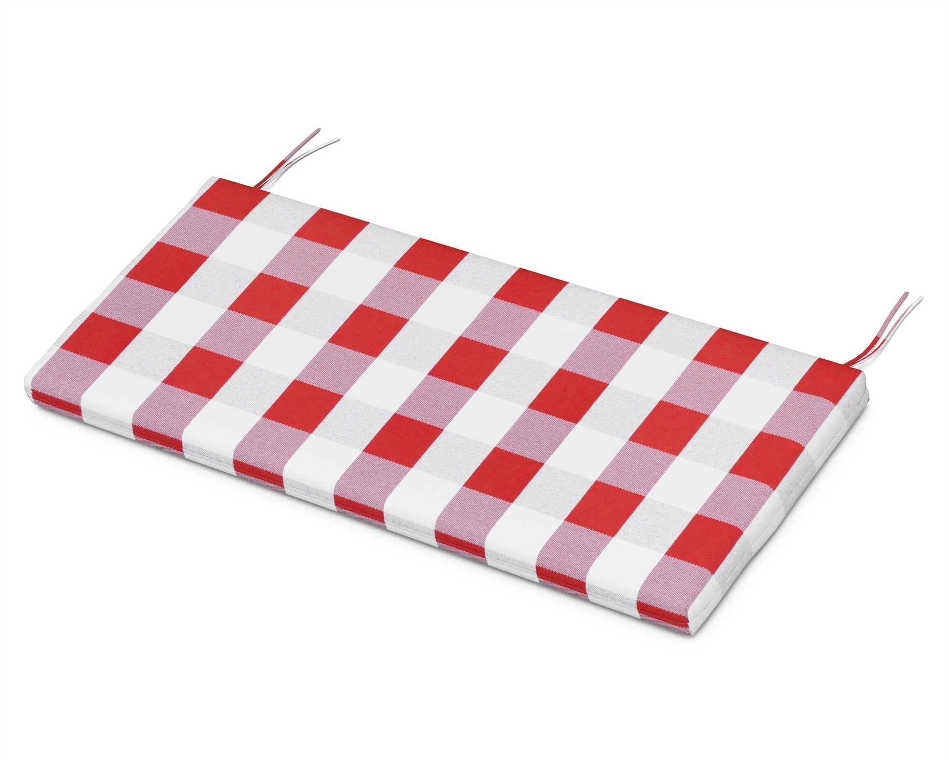 POLYWOOD Bench Seat Cushion - 17.75"D x 41"W x 2.5"H — Buffalo Plaid Crimson
