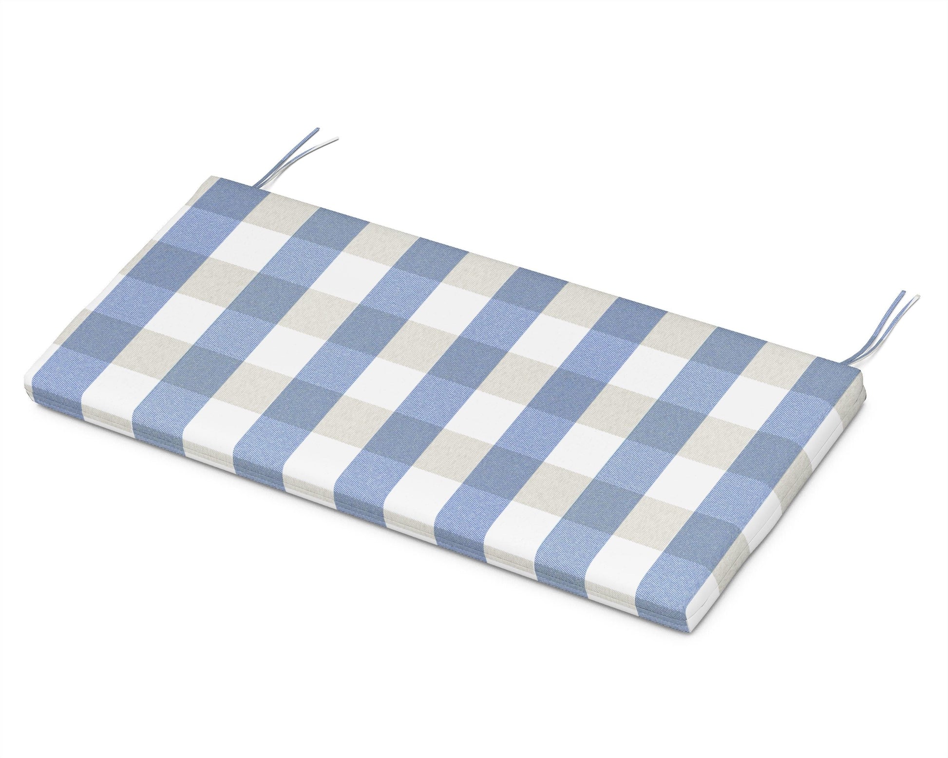 POLYWOOD Bench Seat Cushion - 17.25"D x 43.5"W x 2.5"H — Buffalo Plaid Sky Blue