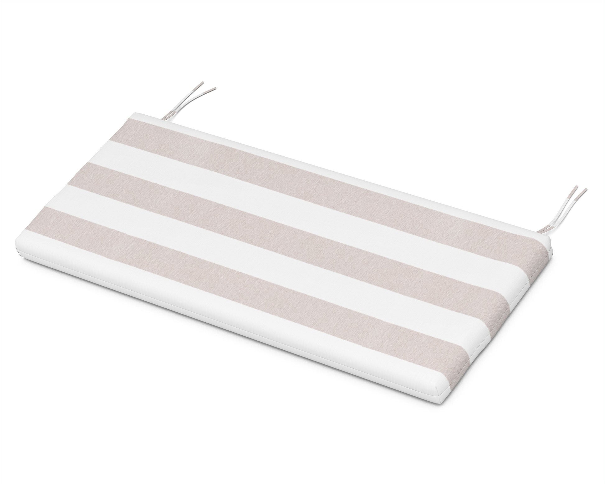 POLYWOOD Bench Seat Cushion - 17.75"D x 41"W x 2.5"H — Cabana Stripe Dune Burlap