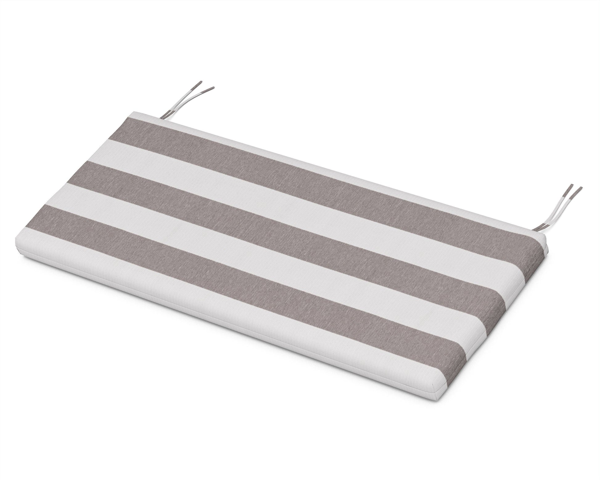 POLYWOOD Bench Seat Cushion - 17.25"D x 44.5"W x 2.5"H — Cabana Stripe Grey Mist