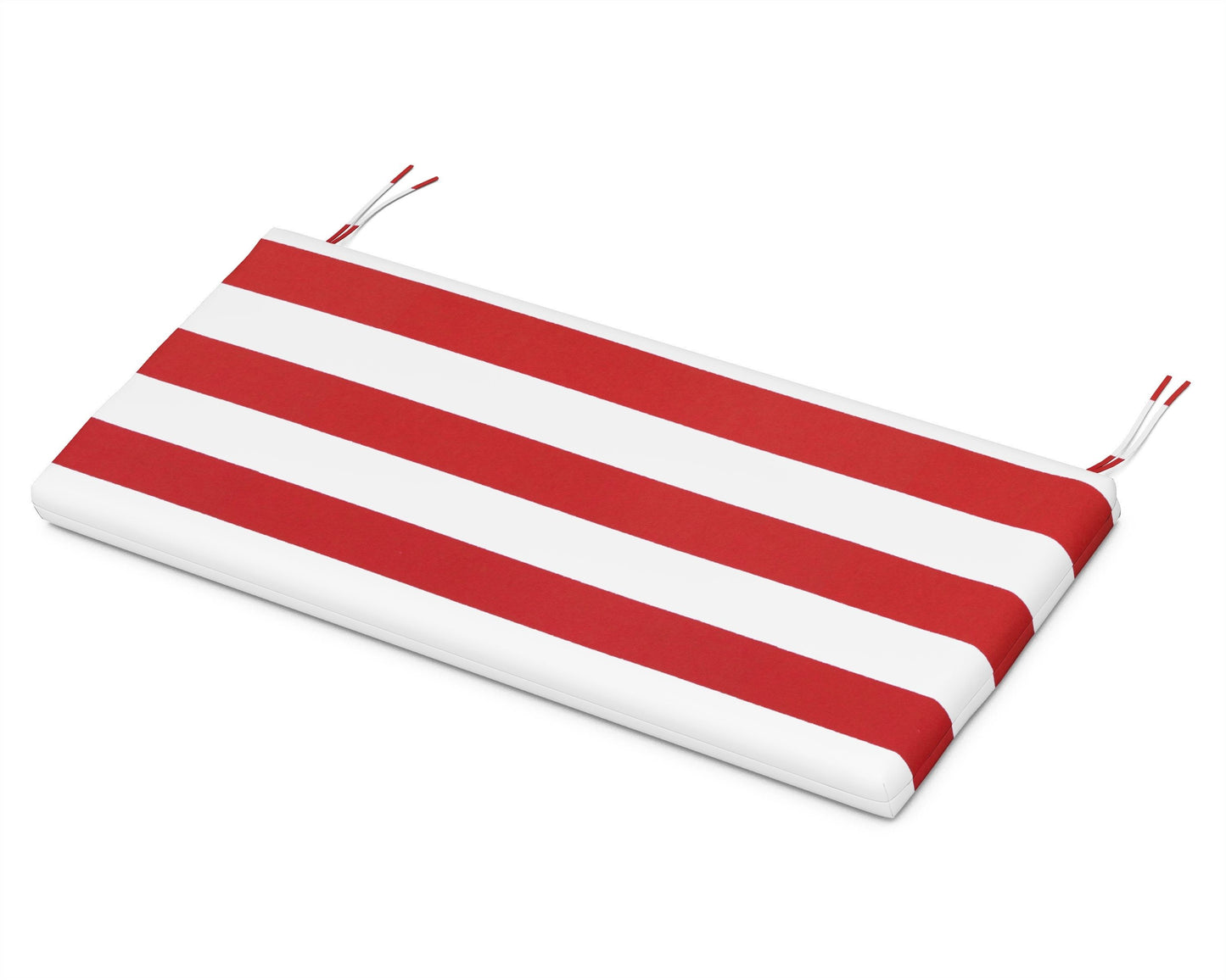 POLYWOOD Bench Seat Cushion - 17"D x 40.5"W x 2.5"H — Cabana Stripe Crimson
