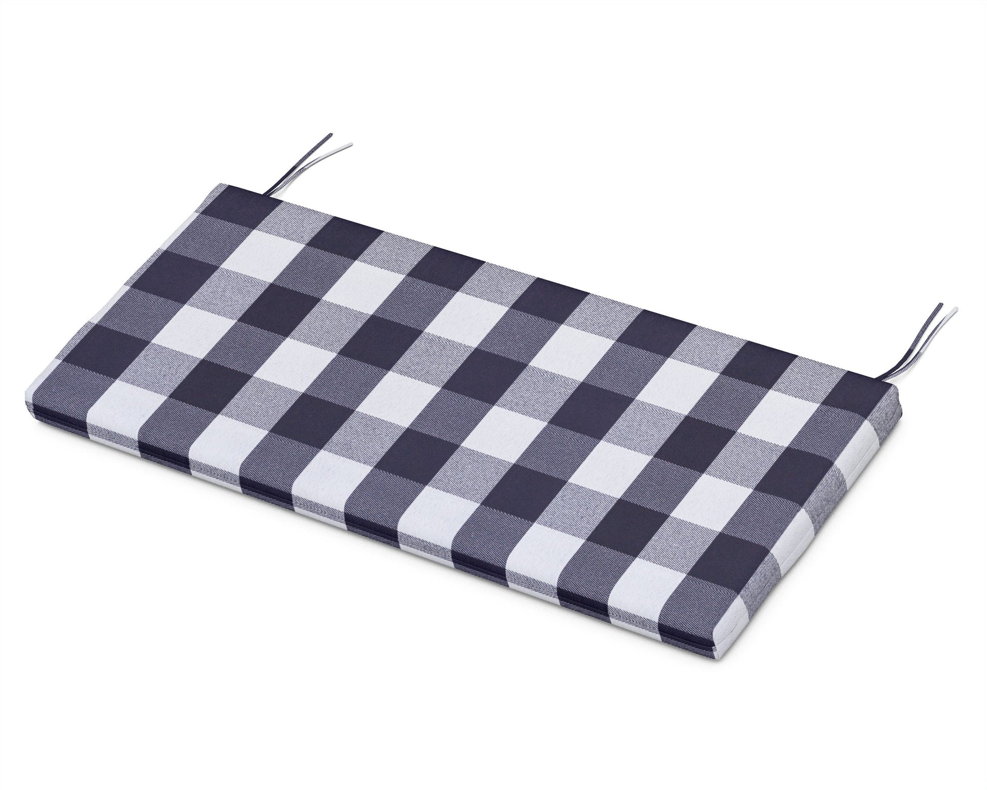 POLYWOOD Bench Seat Cushion - 17"D x 40.5"W x 2.5"H — Buffalo Plaid Navy