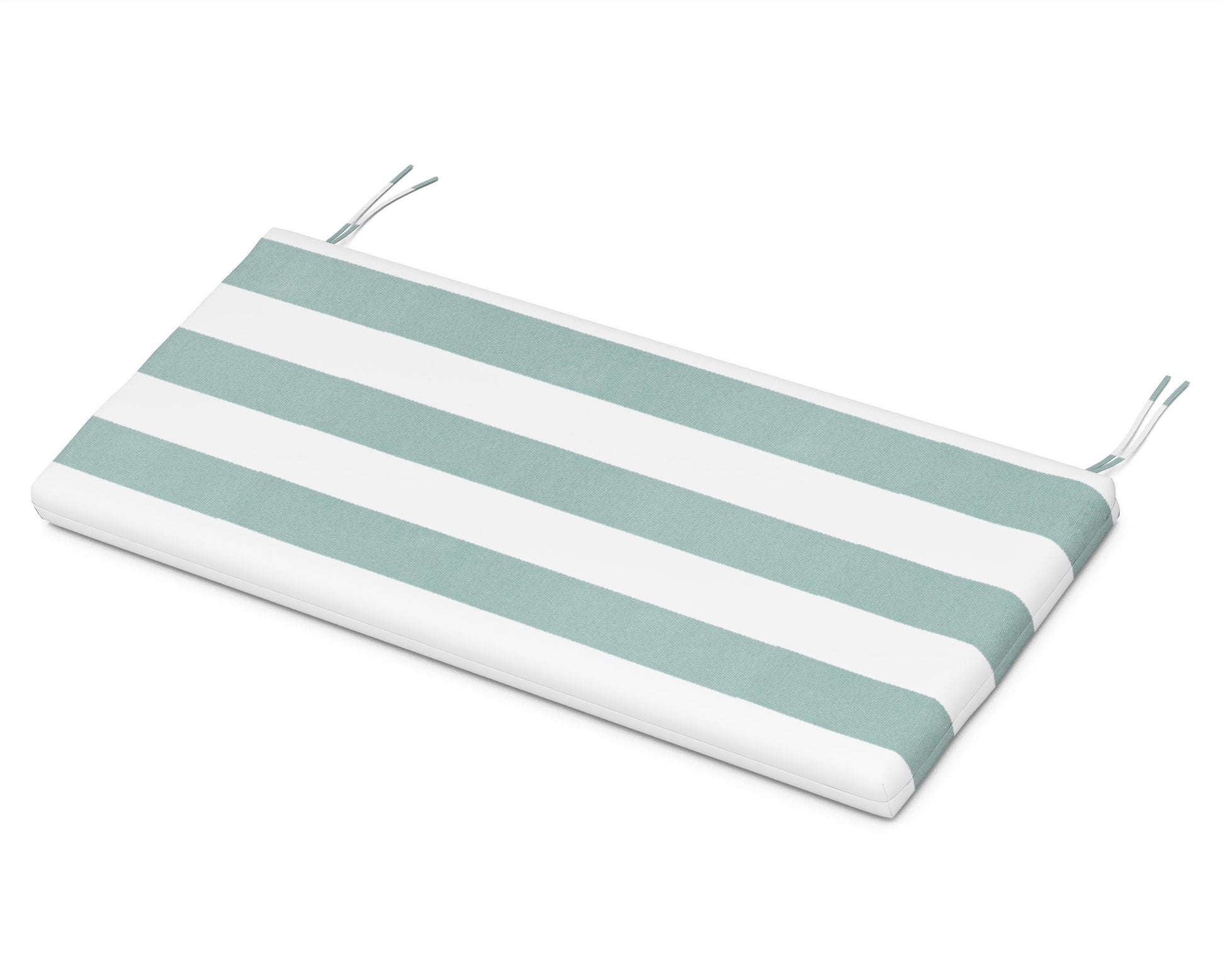 POLYWOOD Bench Seat Cushion - 17.5"D x 45.5"W x 2.5"H — Cabana Stripe Glacier Spa