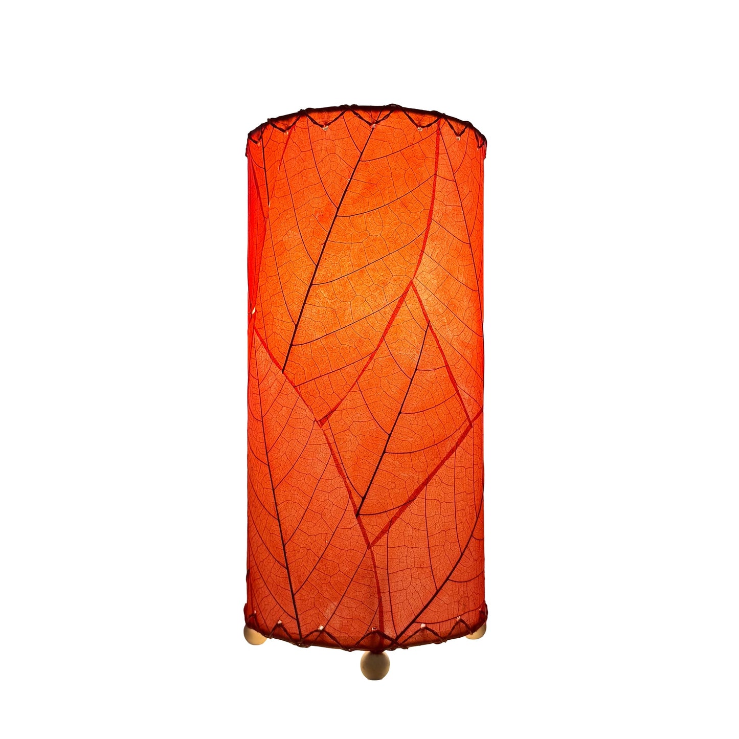 12 Inch Cocoa Leaf Cylinder Table Lamp