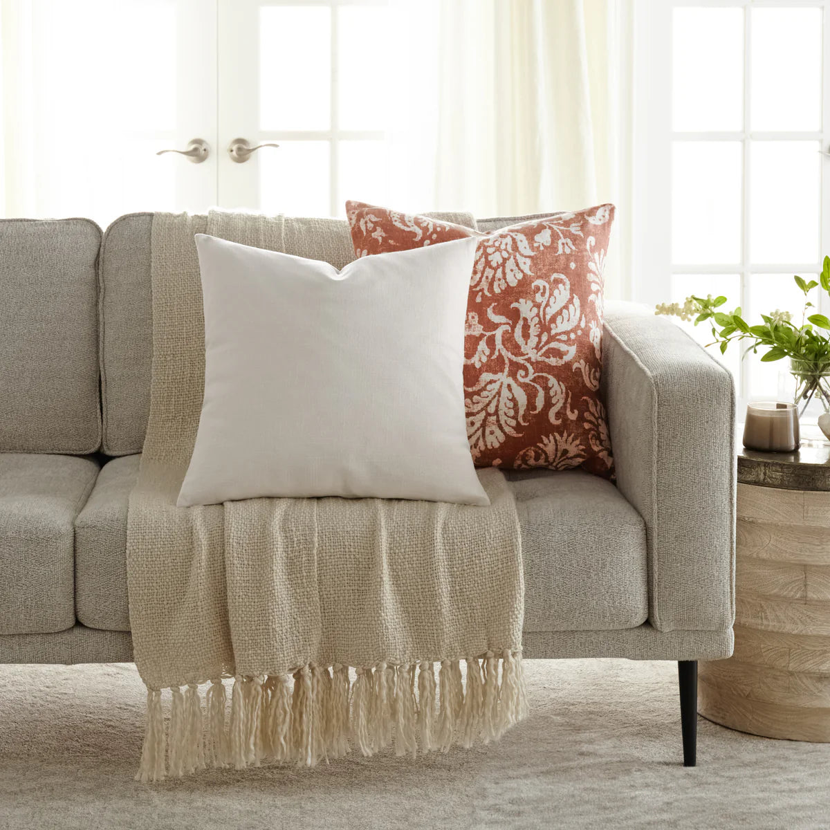 Distressed Floral Elegant Cotton Decor Throw Pillow Cover