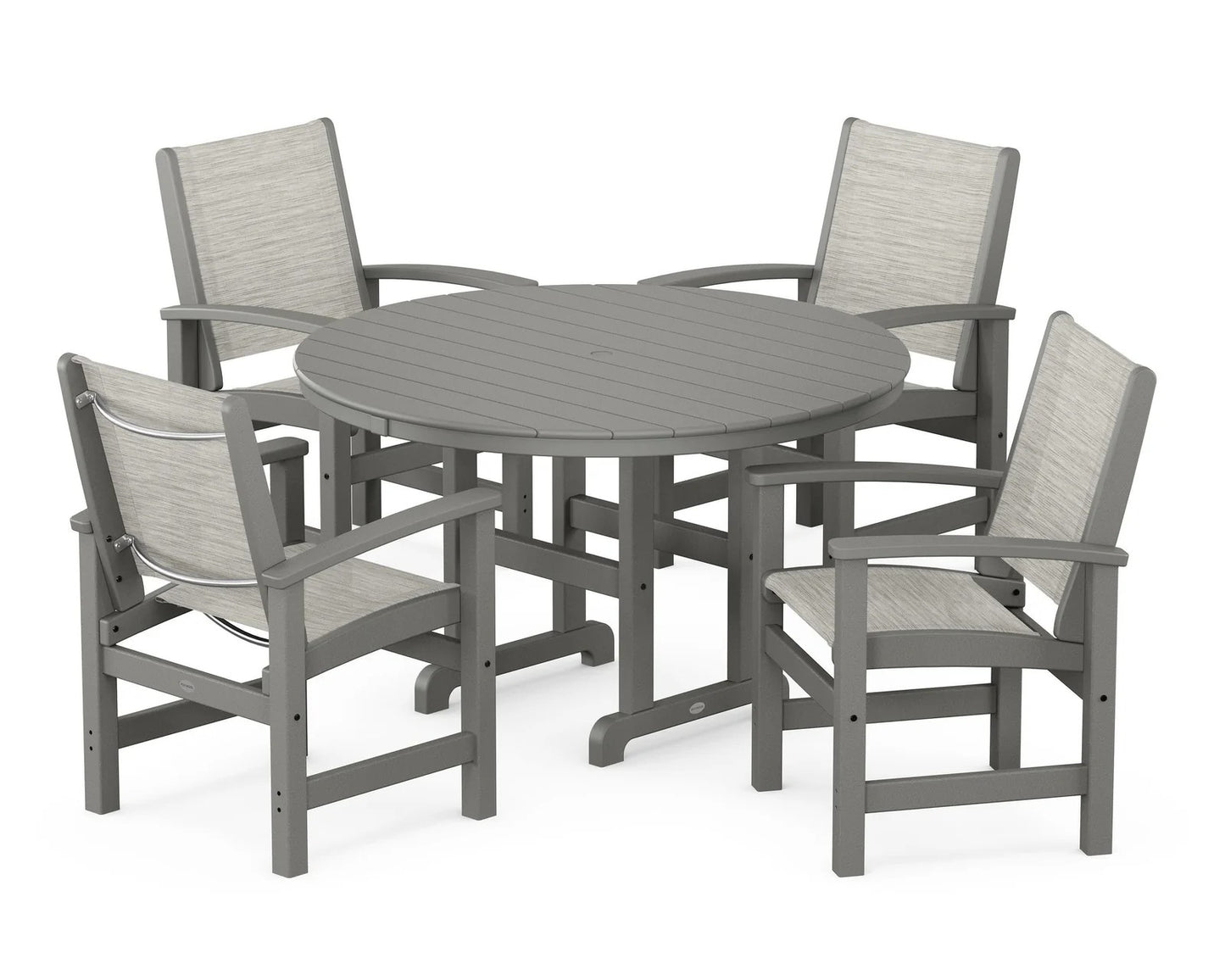 Polywood - Coastal 5-Piece Round Farmhouse Dining Set - FREE SHIPPING