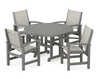 Polywood - Coastal 5-Piece Round Farmhouse Dining Set - FREE SHIPPING