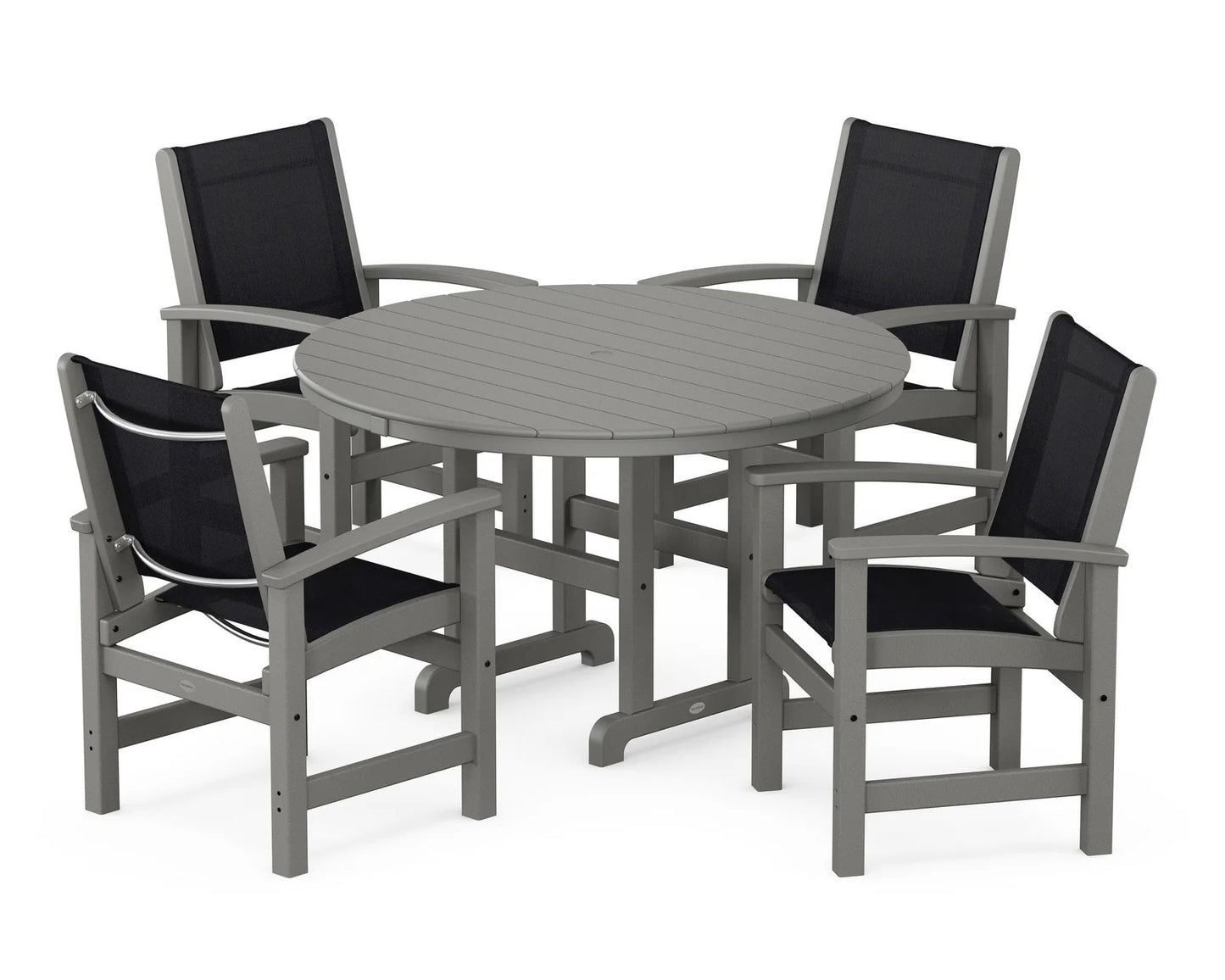Polywood - Coastal 5-Piece Round Farmhouse Dining Set - FREE SHIPPING